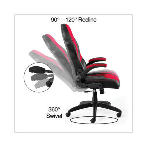 Emerge Vortex Bonded Leather Gaming Chair, Supports Up To 301 Lbs, 17.9 To 21.6 Seat Height, Red-Black Back, Black Base 36_MLIA1ZE2 Emerge Vortex Bonded Leather Gaming Chair, Supports Up To 301 Lbs, 17.9 To 21.6 Seat Height, Red-Black Back, Black Base 36_MLIA1ZE2