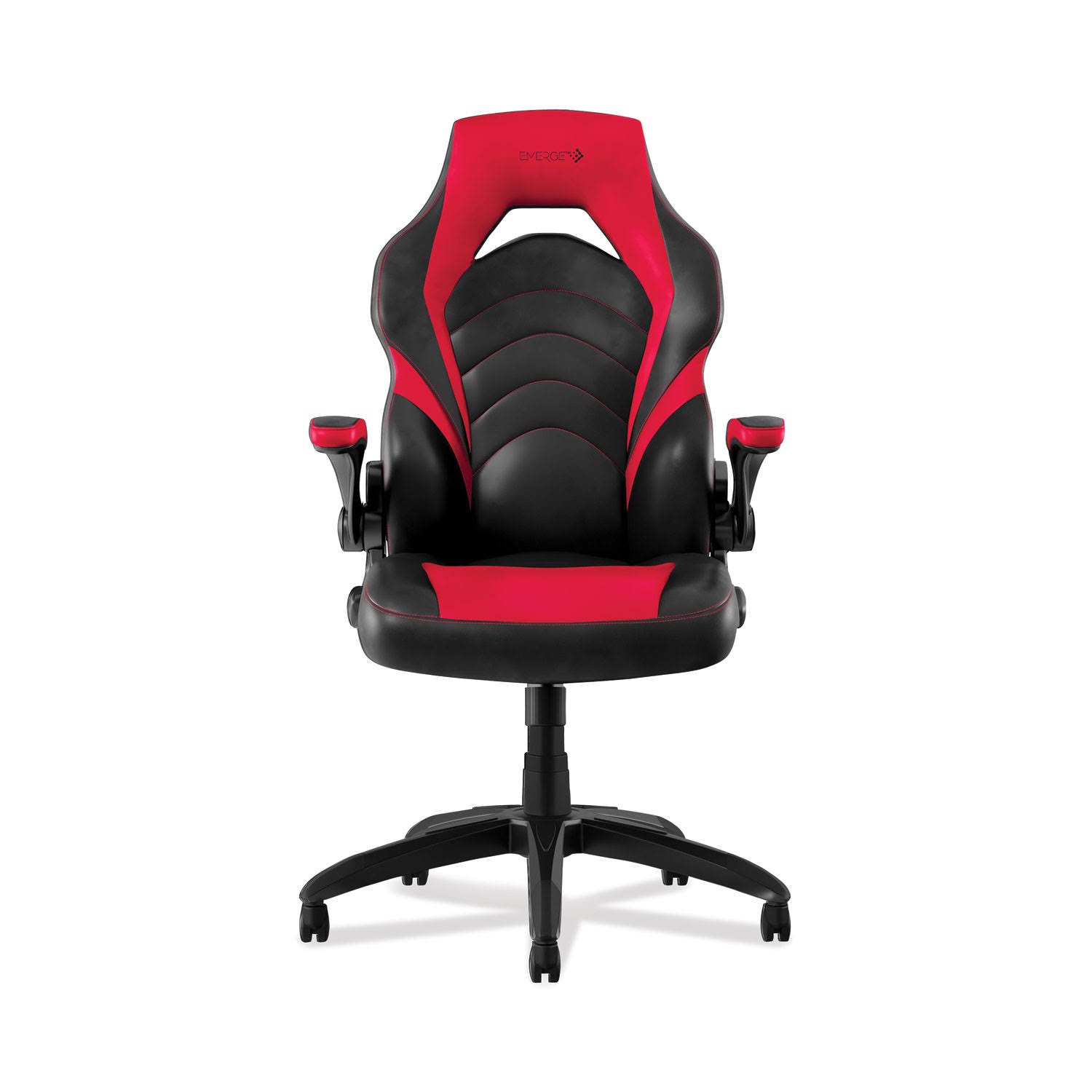 Emerge Vortex Bonded Leather Gaming Chair, Supports Up To 301 Lbs, 17.9 To 21.6 Seat Height, Red-Black Back, Black Base 36_MLIA1ZE2 Emerge Vortex Bonded Leather Gaming Chair, Supports Up To 301 Lbs, 17.9 To 21.6 Seat Height, Red-Black Back, Black Base 36_MLIA1ZE2