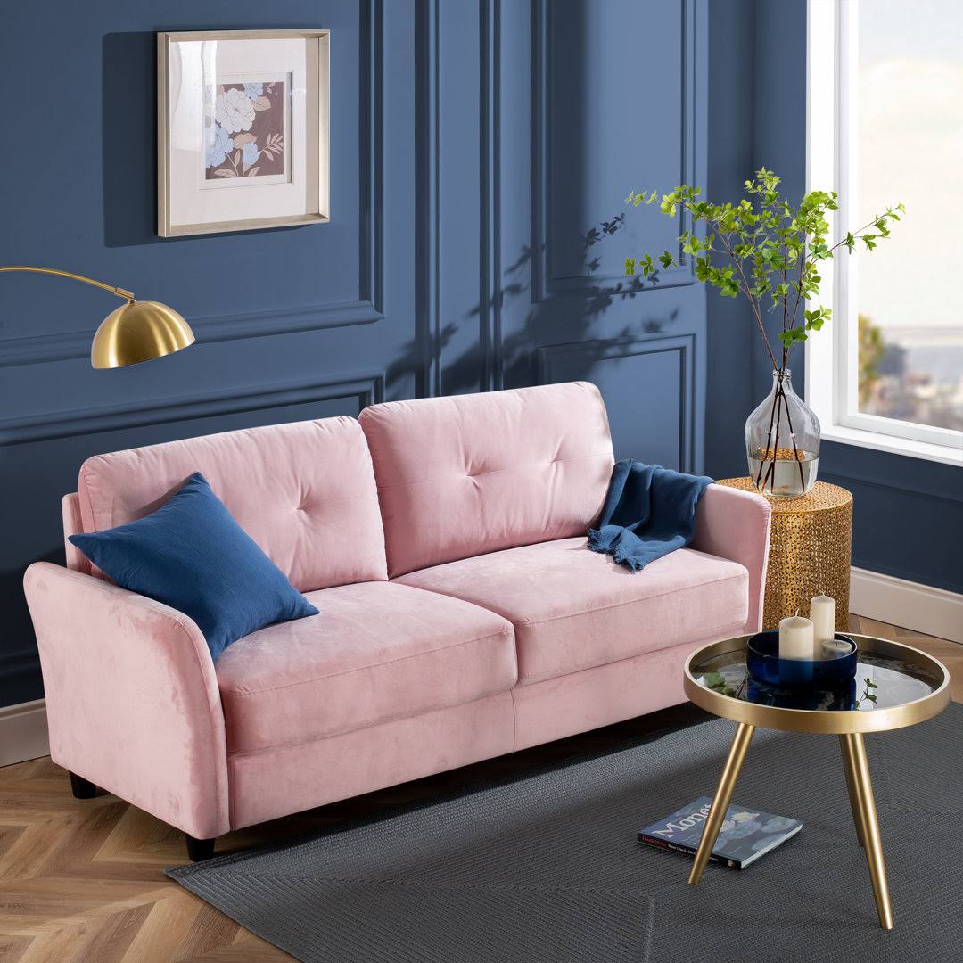 Oh 78.35 Velvet Flared Arm Sofa Mercer41 Upholstery Color: Blush N3_CT9YORAZ