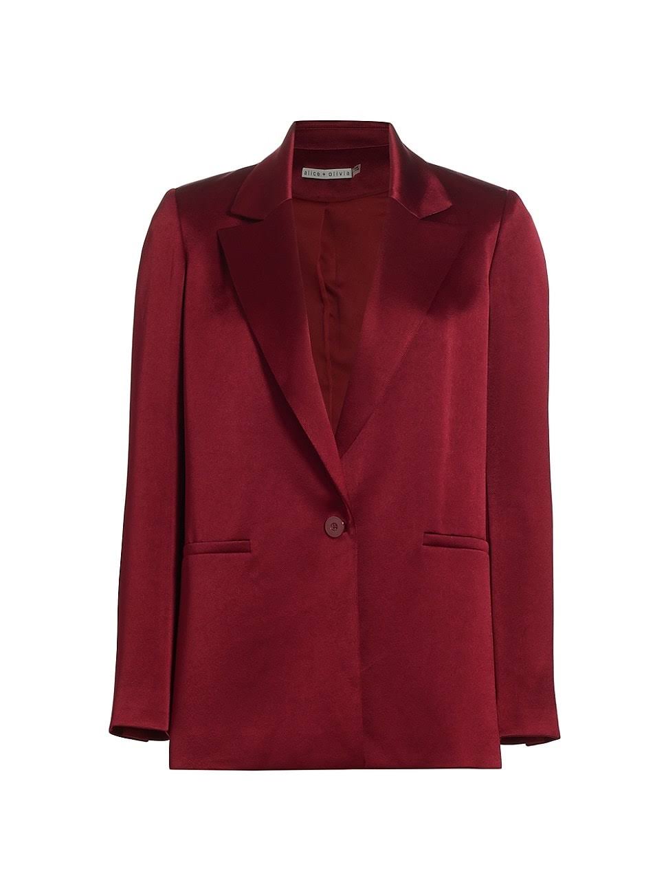 Alice + Olivia Denny Notch Collar Boyfriend Blazer 8 / Bordeaux UW_EFASMP1I