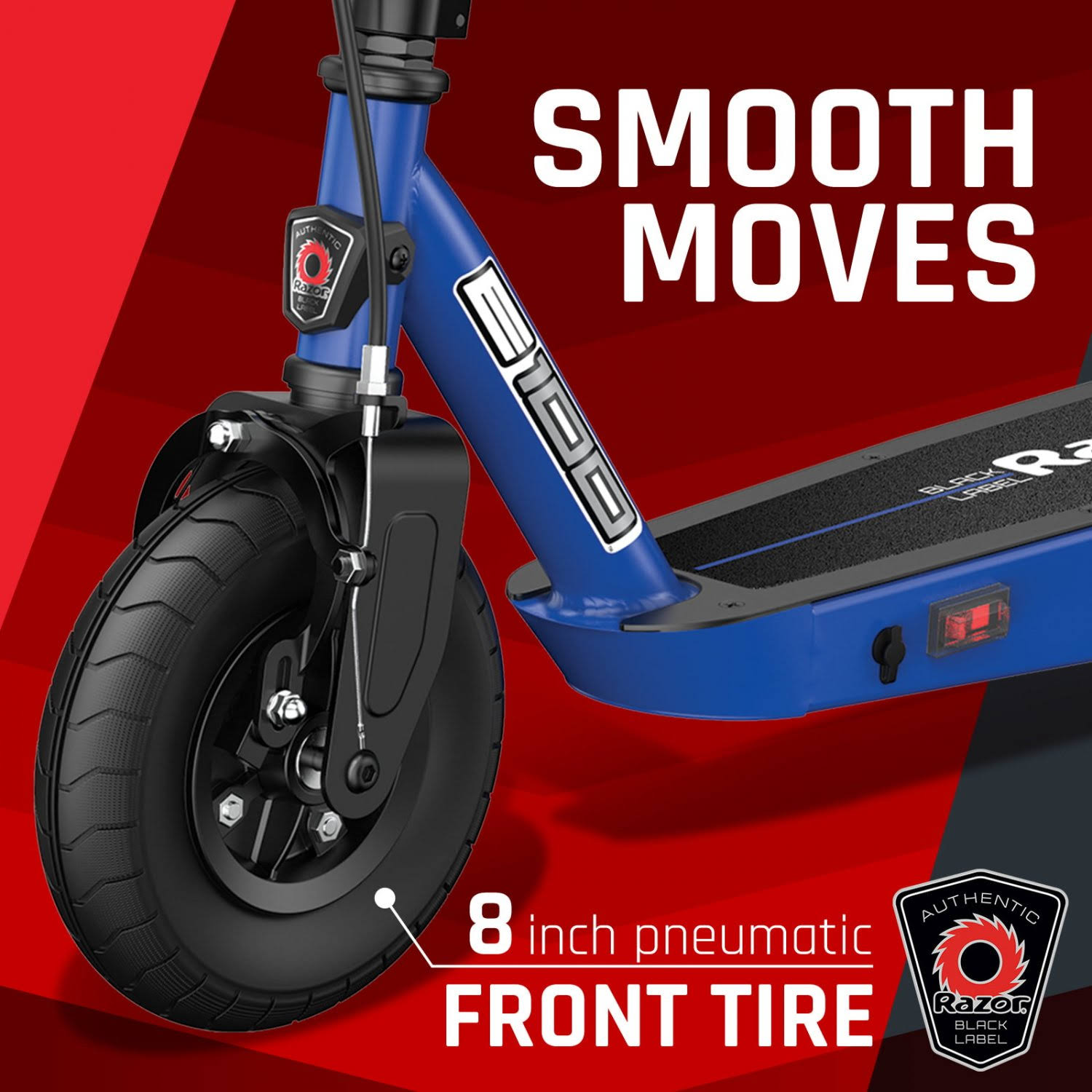Razor Black Label E100 Electric Scooter - Blue, For Kids Ages 8+ And Up To 120 Lbs, 8 Pneumatic Front Tire, Up To 10 Mph & Up L9_UYPS25Z2