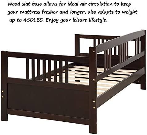 Merax Daybed Twin Bed Wooden Slats Support Modern Living Daybed With Rails Twin Size Dark Espresso BM_MUTOJDQM Merax Daybed Twin Bed Wooden Slats Support Modern Living Daybed With Rails Twin Size Dark Espresso BM_MUTOJDQM