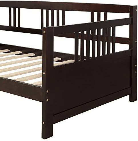 Merax Daybed Twin Bed Wooden Slats Support Modern Living Daybed With Rails Twin Size Dark Espresso BM_MUTOJDQM Merax Daybed Twin Bed Wooden Slats Support Modern Living Daybed With Rails Twin Size Dark Espresso BM_MUTOJDQM