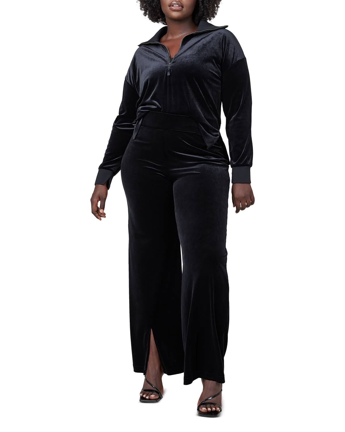Spanx Women's Velvet Front Slit Pants - Black - Size M - Very Black ZJ_9NC6MZ3L