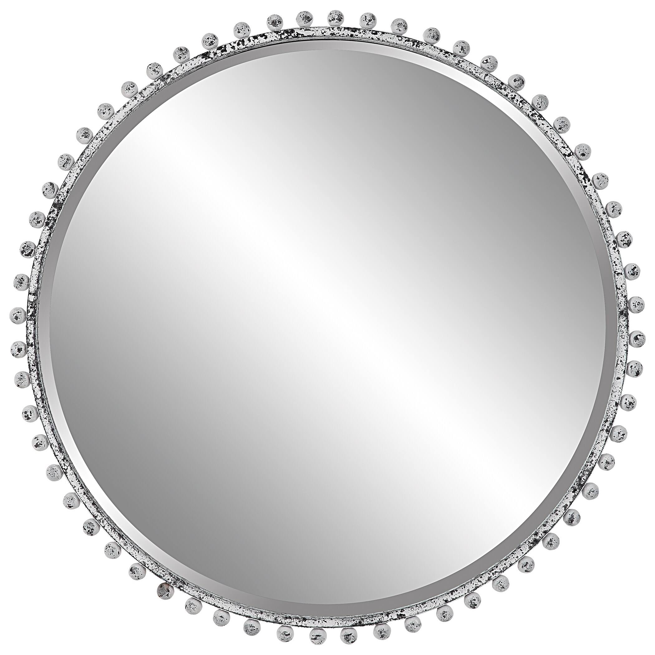 Uttermost Taza Aged Round Mirror - White YA_5PNEV5SQ