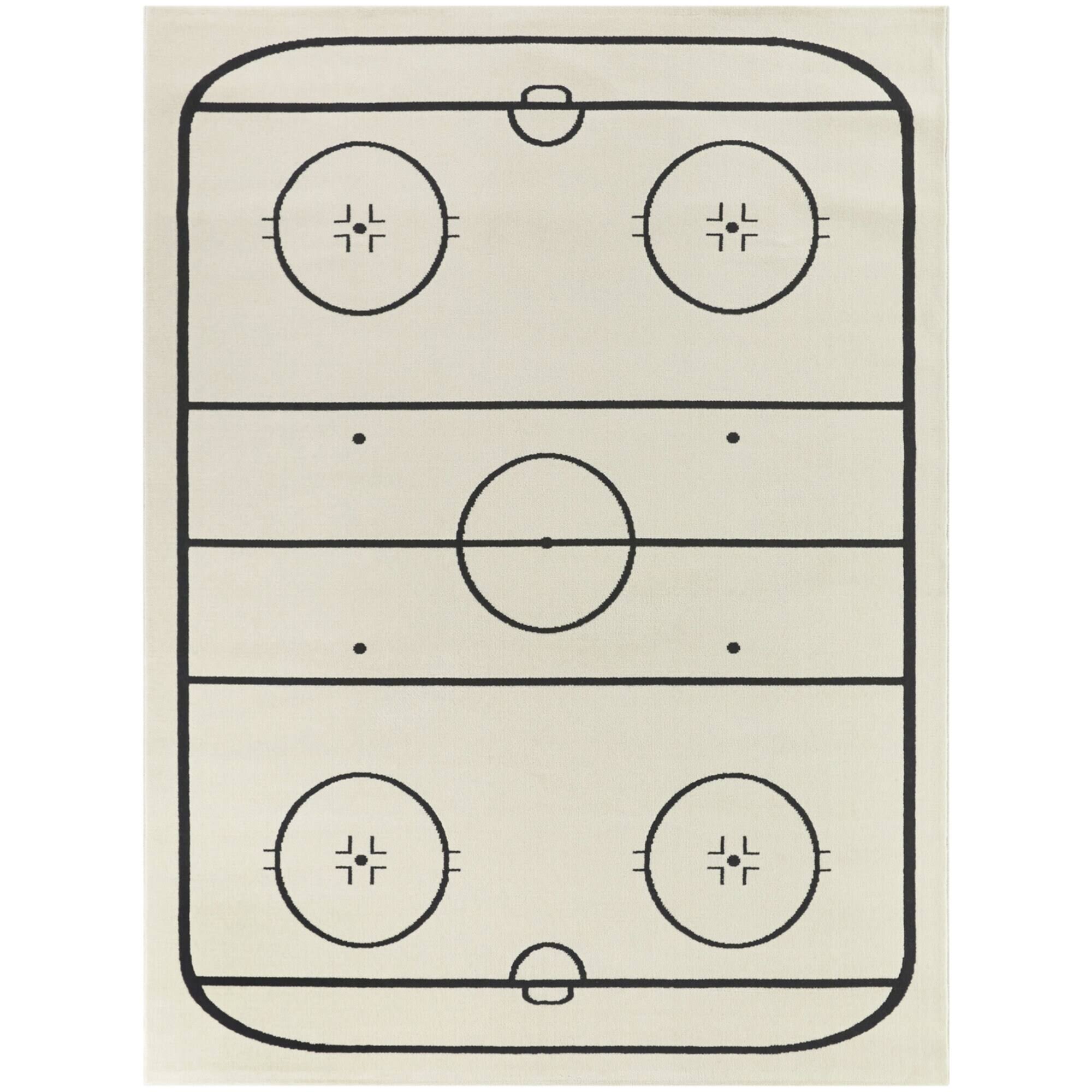 Balta Hockey Time Cream 5' 3 X 7' Novelty Area Rug, Ivory 0D_MPEBTD4C