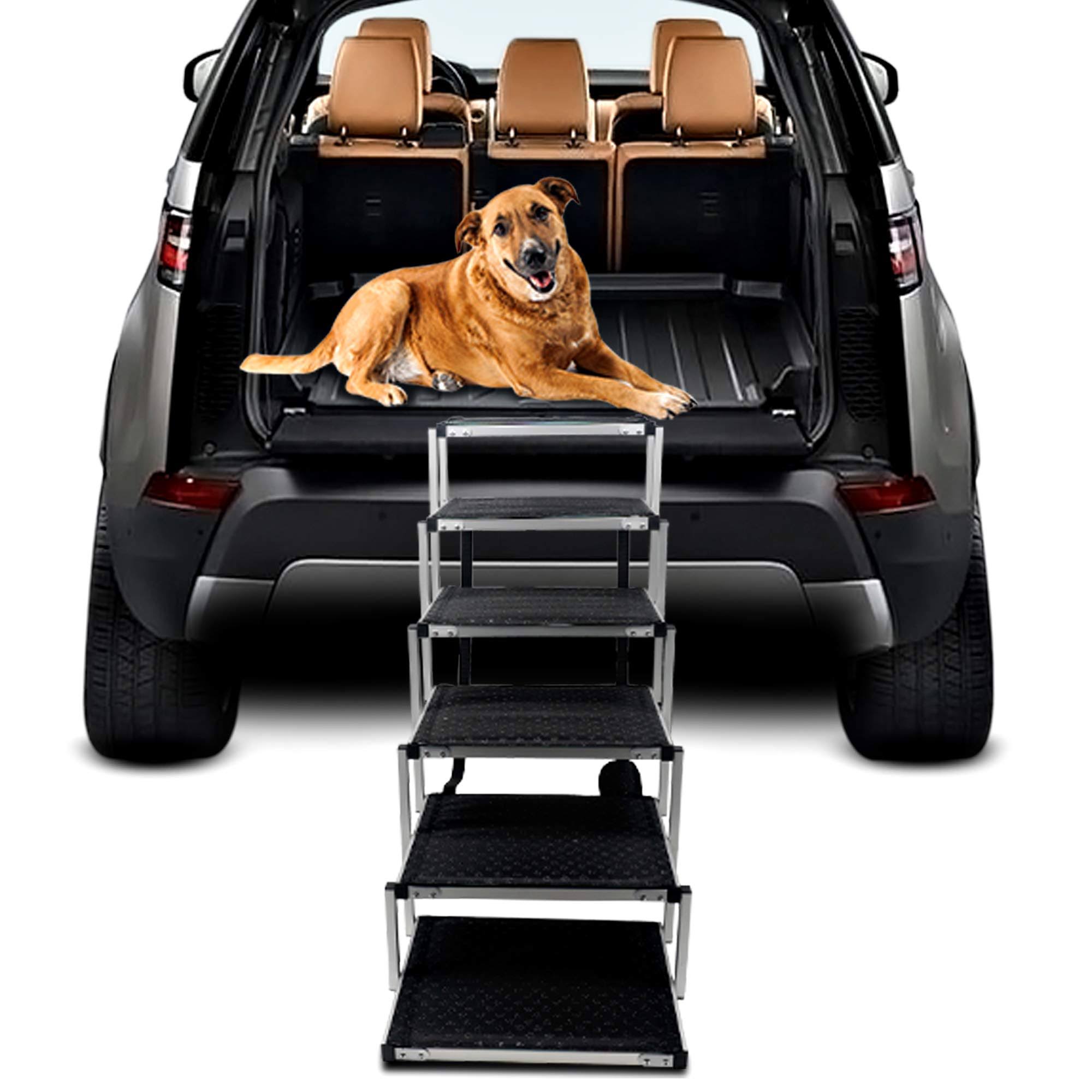 Feracci Dog Steps For Large Dog, Lightweight Aluminum Foldable Portable Pet Ladder Ramp With Nonslip Surface For Trucks, High Beds, Cars And Suv, Supports DK_K1ERRDKT