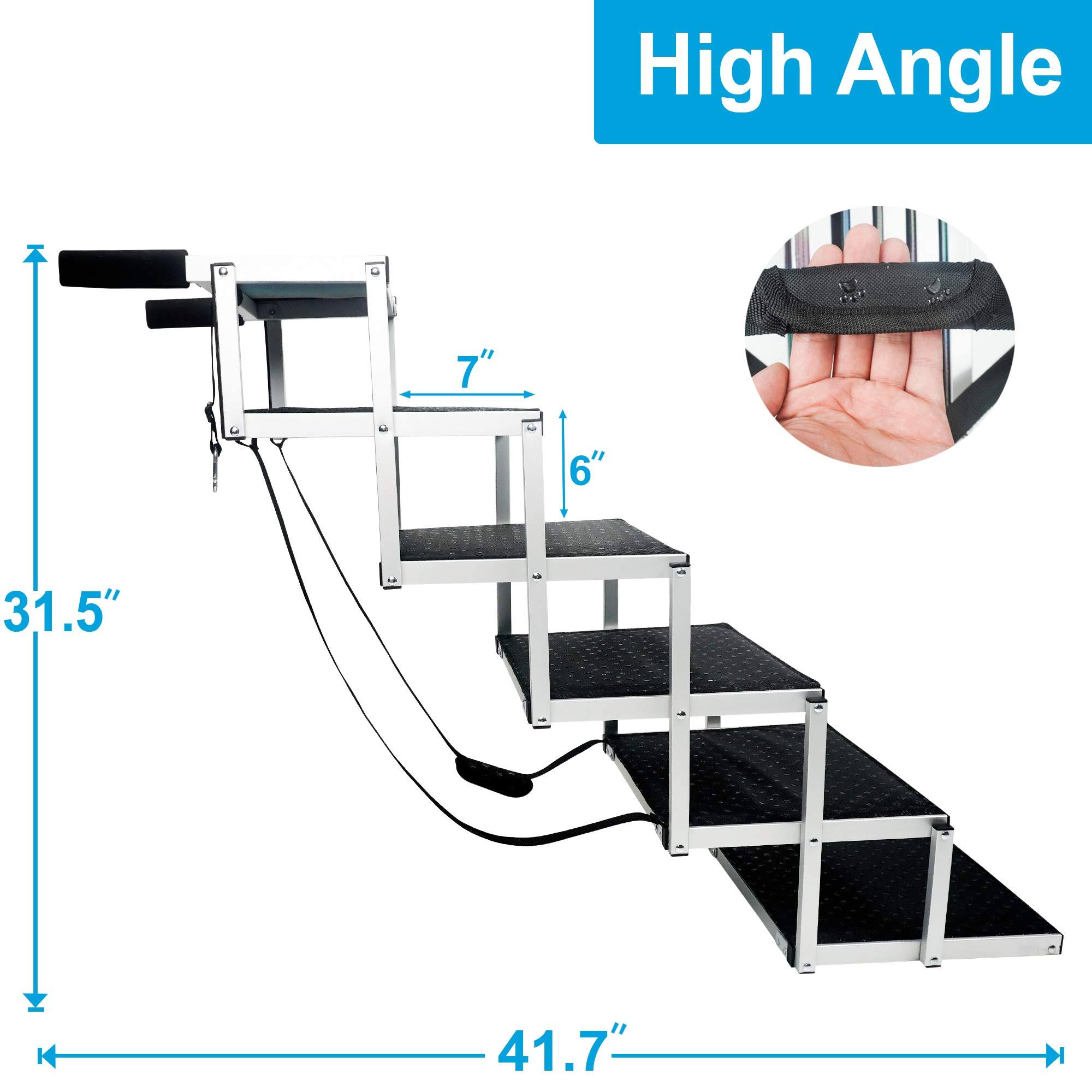 Feracci Dog Steps For Large Dog, Lightweight Aluminum Foldable Portable Pet Ladder Ramp With Nonslip Surface For Trucks, High Beds, Cars And Suv, Supports DK_K1ERRDKT