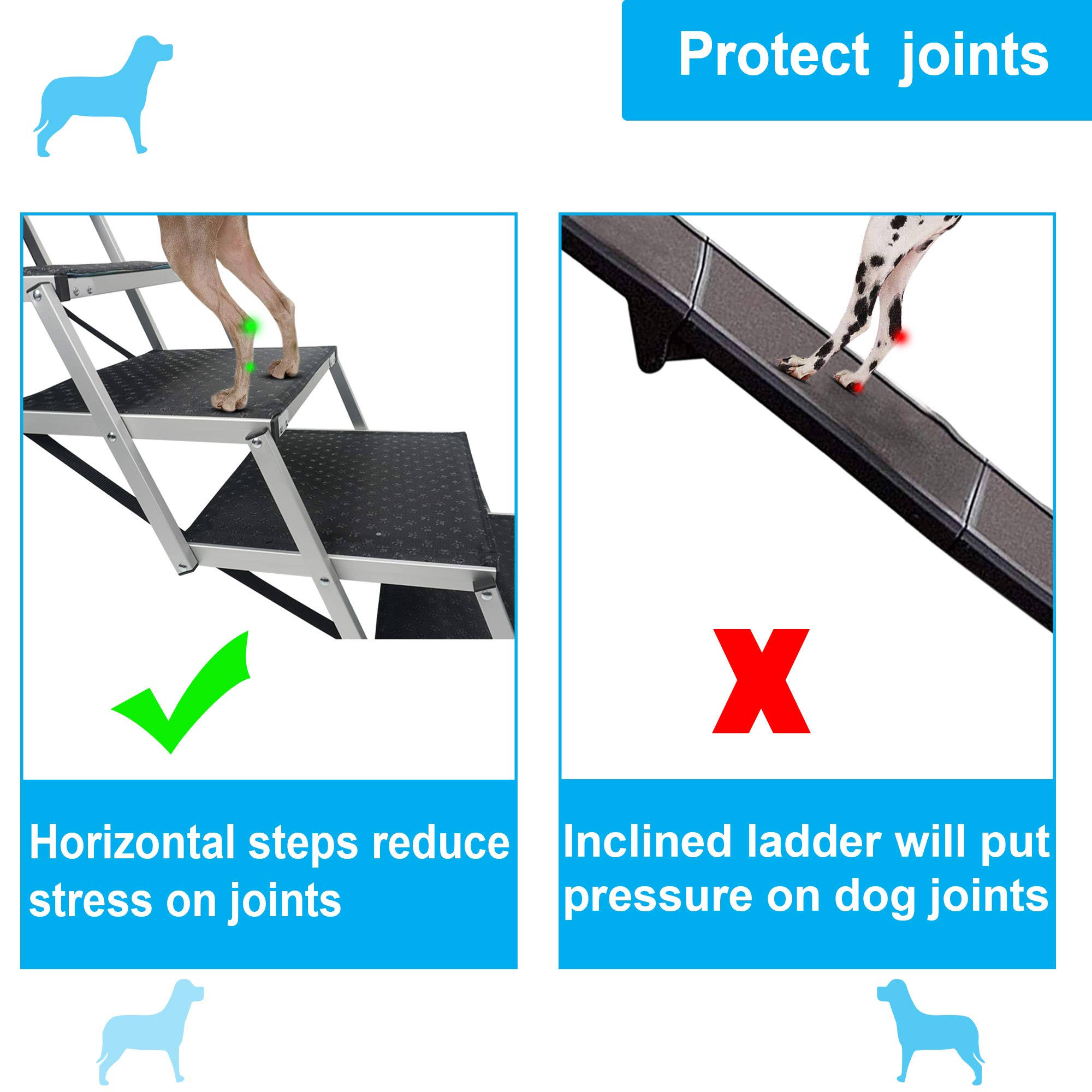 Feracci Dog Steps For Large Dog, Lightweight Aluminum Foldable Portable Pet Ladder Ramp With Nonslip Surface For Trucks, High Beds, Cars And Suv, Supports DK_K1ERRDKT