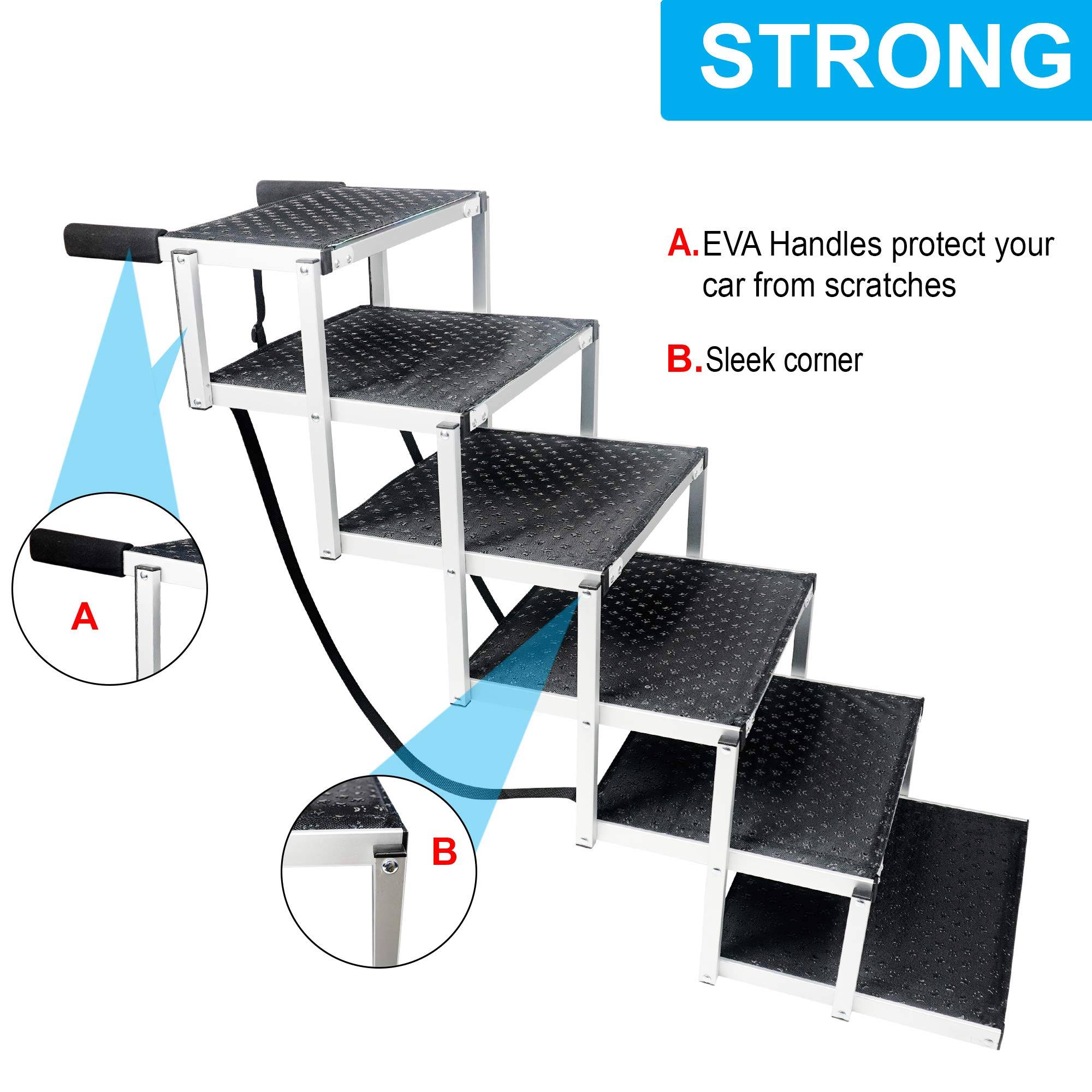 Feracci Dog Steps For Large Dog, Lightweight Aluminum Foldable Portable Pet Ladder Ramp With Nonslip Surface For Trucks, High Beds, Cars And Suv, Supports DK_K1ERRDKT