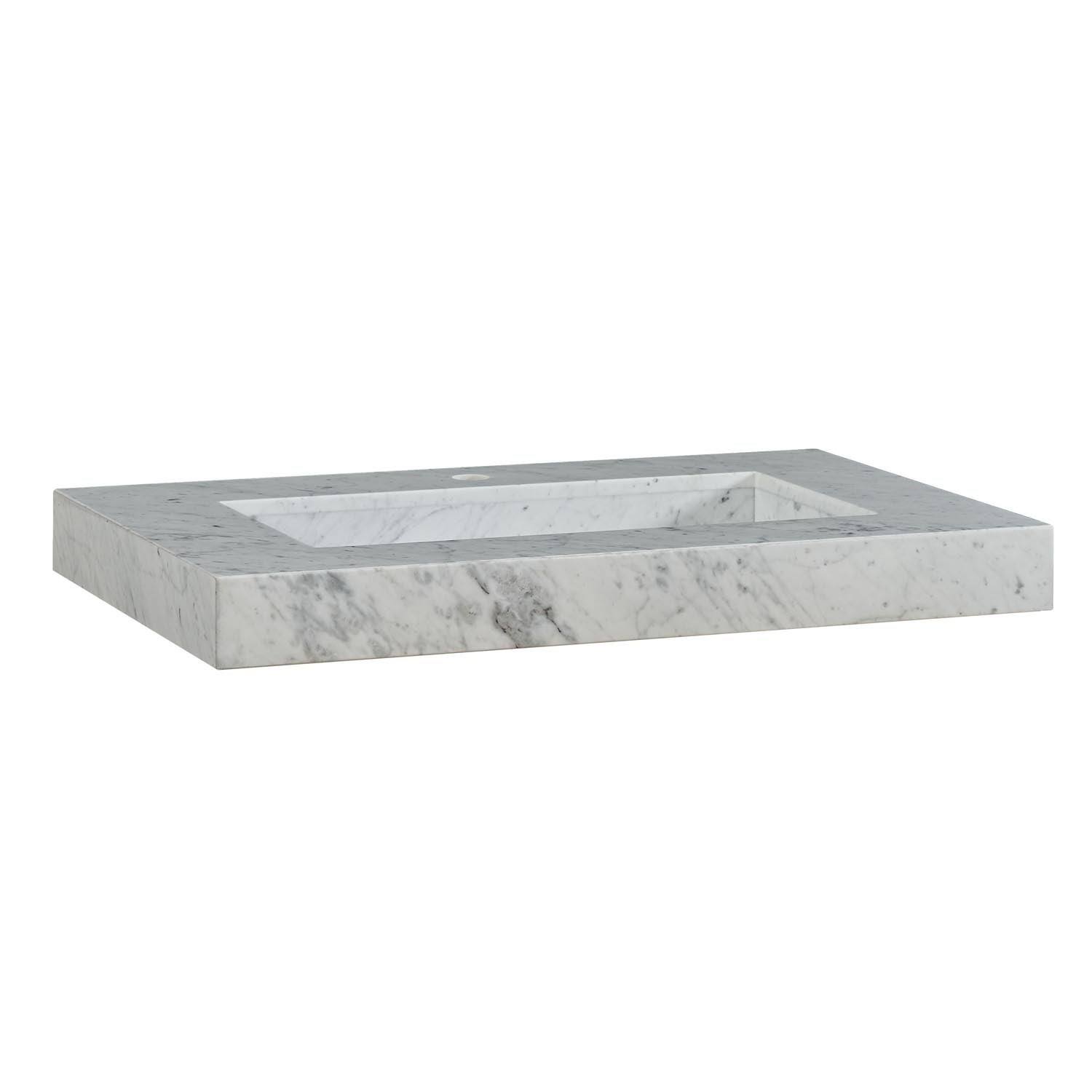Silkroad Exclusive 36 W X 23 D X 3.5 H Vanity Top With Integrated Sink (Carrara White Marble) QX_ORZYEBKI