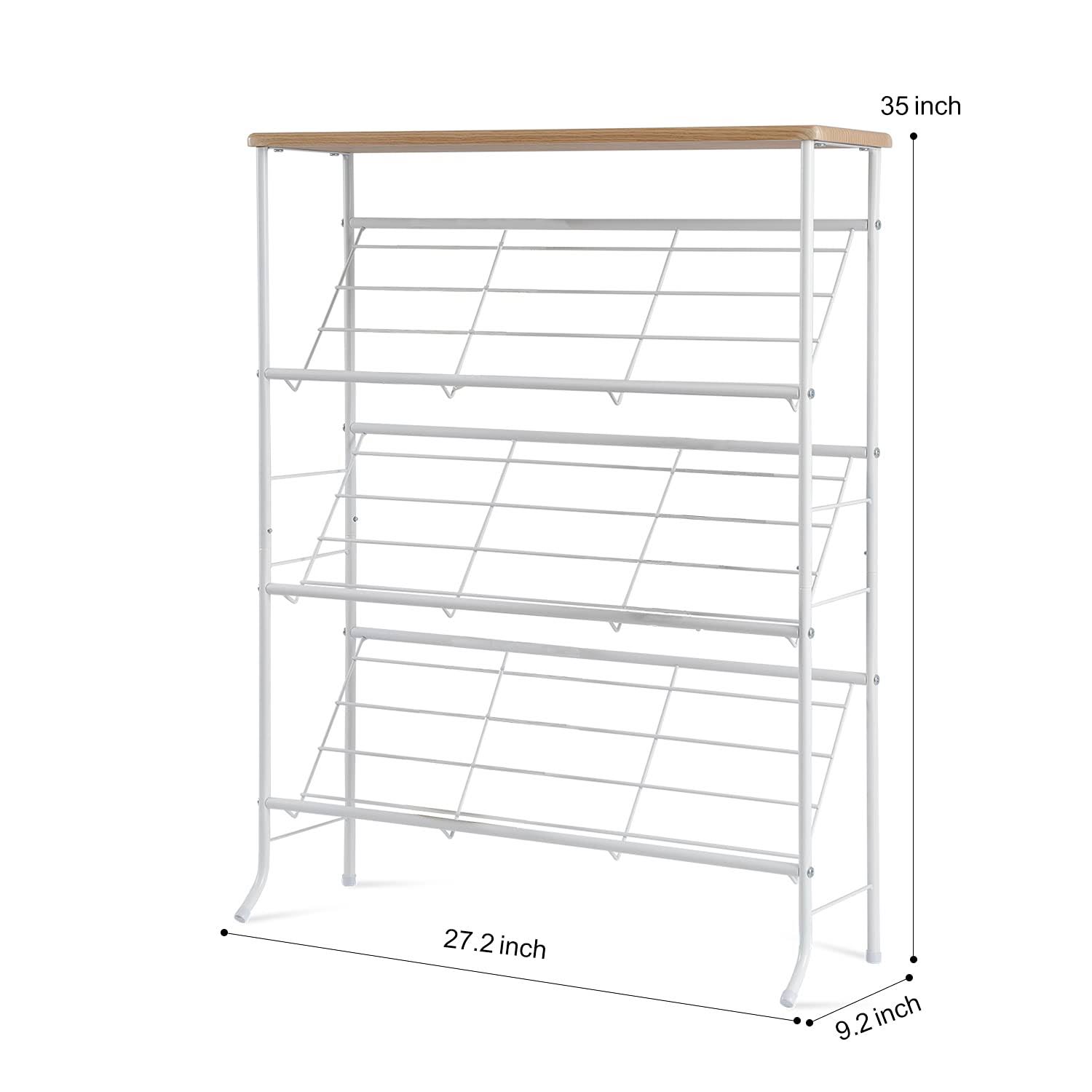 Shoe Rack Organizer, Sturdy 4 Tier Narrow Shoe Storage Cabinet, Free Standing Shoe Racks With Wood Top, Space Saving Shoe Shelf, Large Shoe Rack For E LA_IK7EQWHI