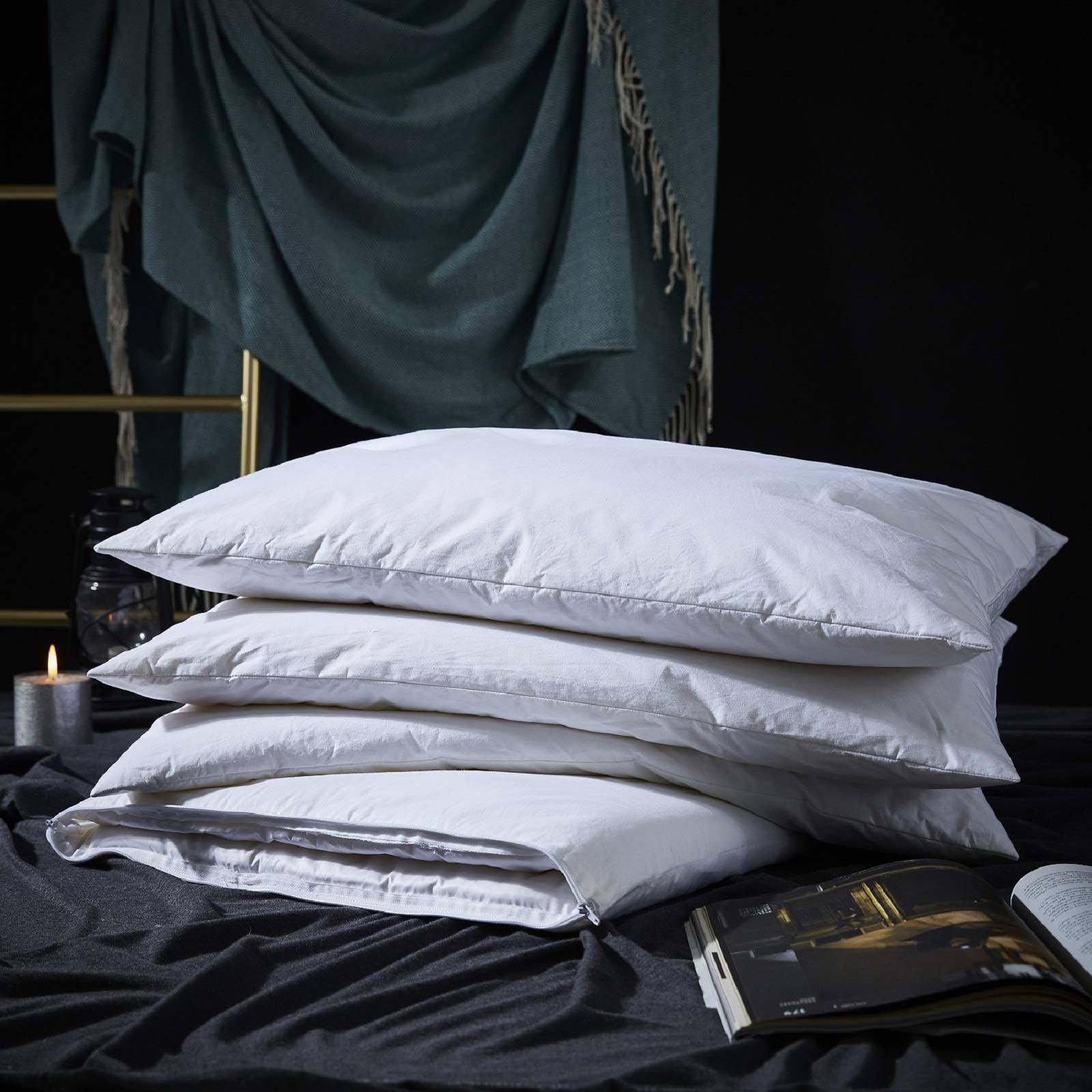 Three Geese Adjustable Layer Goose Feather Pillow,Assemblable Bed Pillow,100% Soft Cotton Cover,Good For Side And Back Stomach Sleeper, Standard G2_NPW47D1D Three Geese Adjustable Layer Goose Feather Pillow,Assemblable Bed Pillow,100% Soft Cotton Cover,Good For Side And Back Stomach Sleeper, Standard G2_NPW47D1D