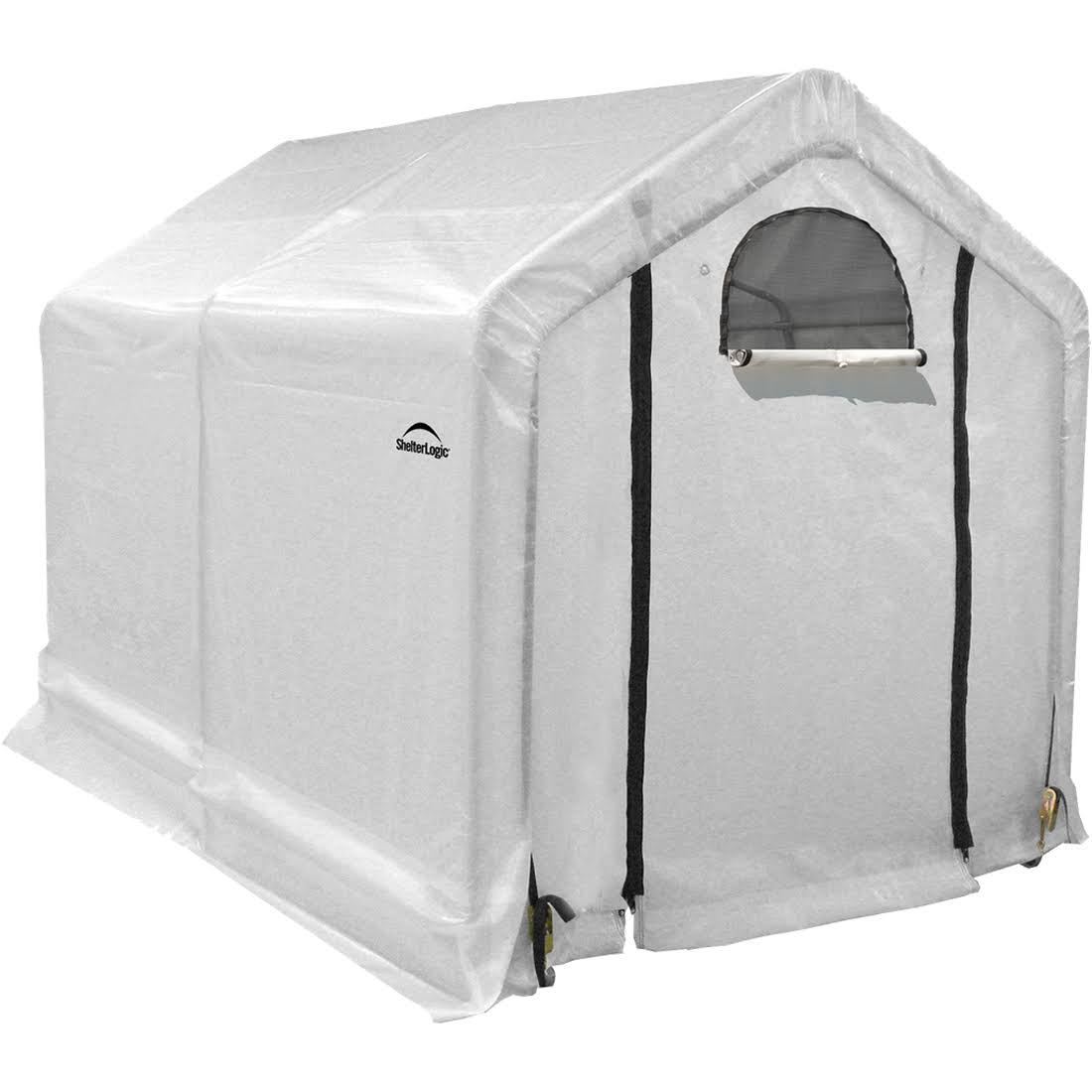 Growit Backyard Greenhouse W/ Integrated Shelving - 6' X 8' X 6' - White - Walk-In Greenhouse Ft. Peak Translucent, Clear M1_BSCUCNFL
