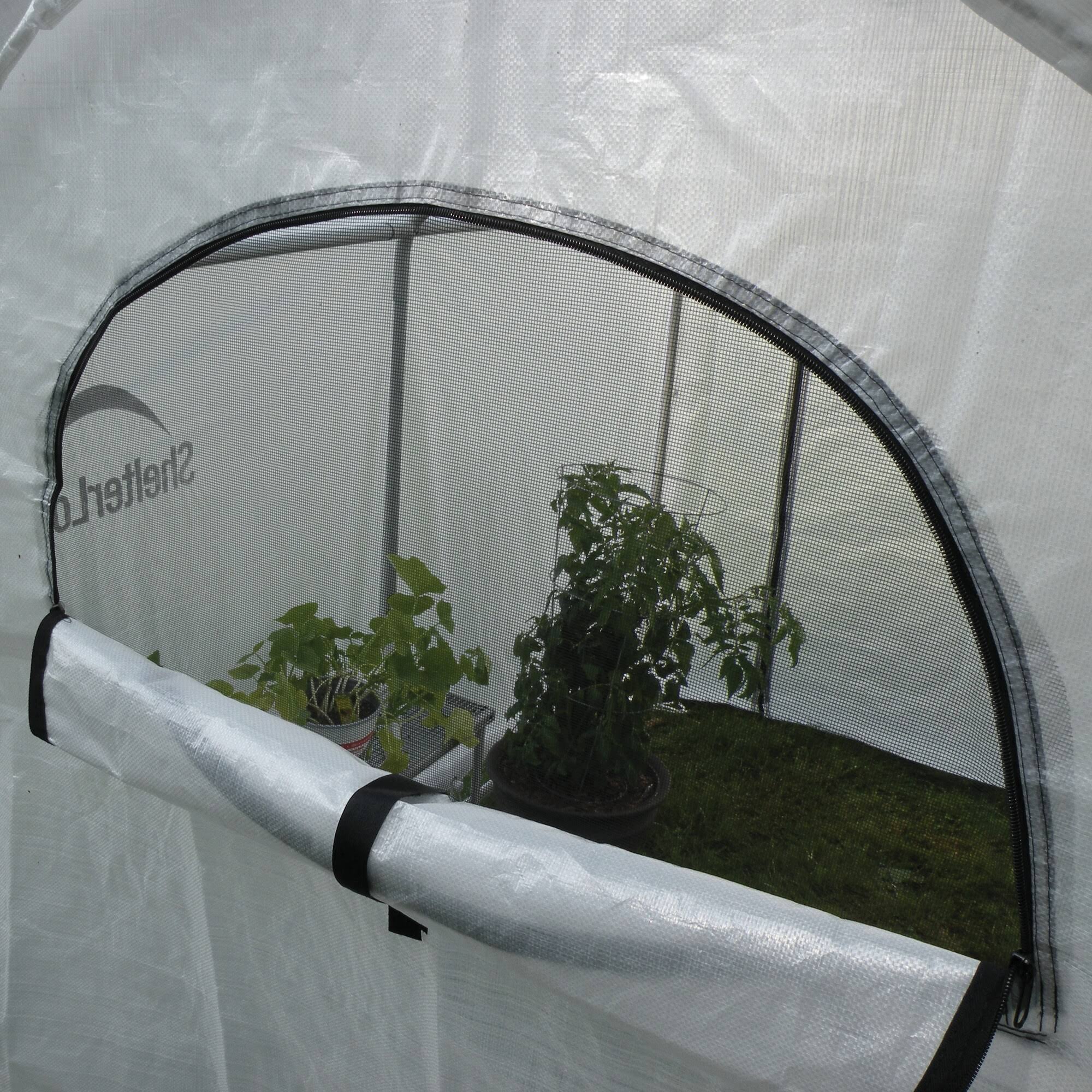Growit Backyard Greenhouse W/ Integrated Shelving - 6' X 8' X 6' - White - Walk-In Greenhouse Ft. Peak Translucent, Clear M1_BSCUCNFL Growit Backyard Greenhouse W/ Integrated Shelving - 6' X 8' X 6' - White - Walk-In Greenhouse Ft. Peak Translucent, Clear M1_BSCUCNFL