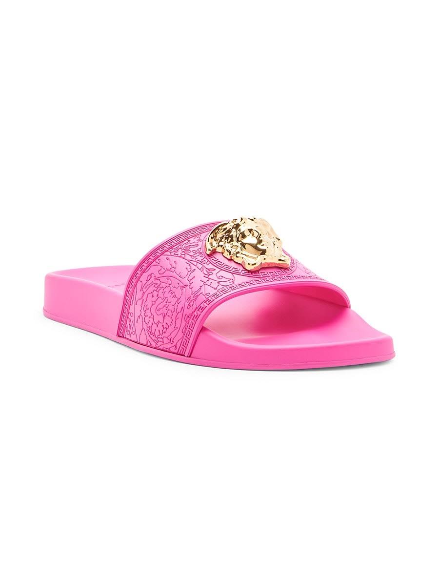Versace Women's La Medusa Pool Slides - Black - Size 8.5 Sandals WO_YSWF0QDB