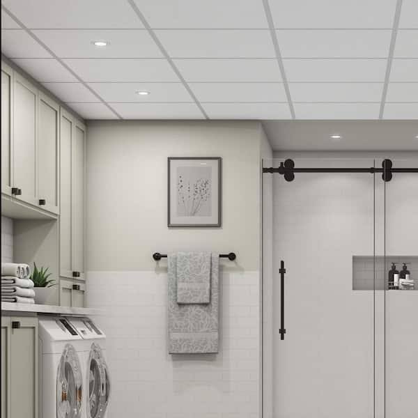 Armstrong Ceilings Easy Elegance Textured White 2 Ft. X 2 Ft. Pvc Square Edge Lay-In Ceiling Tile ( 40 Sq. Ft. /Case) 6Z_ROFYS7GA