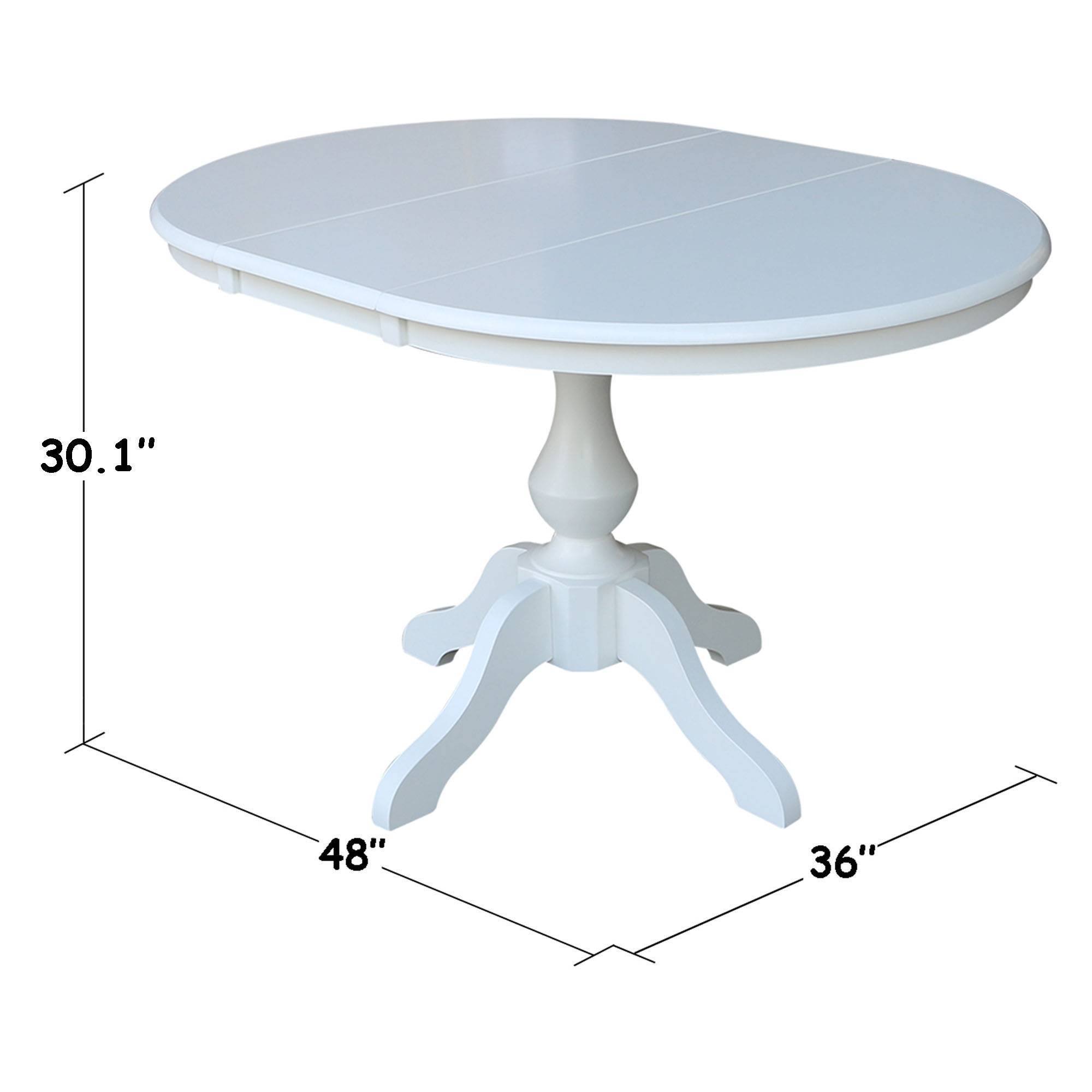 International Concepts 36 Round Top Pedestal Table With 12 Leaf - 28.9H - Dining Height, White PU_19NQLIGH