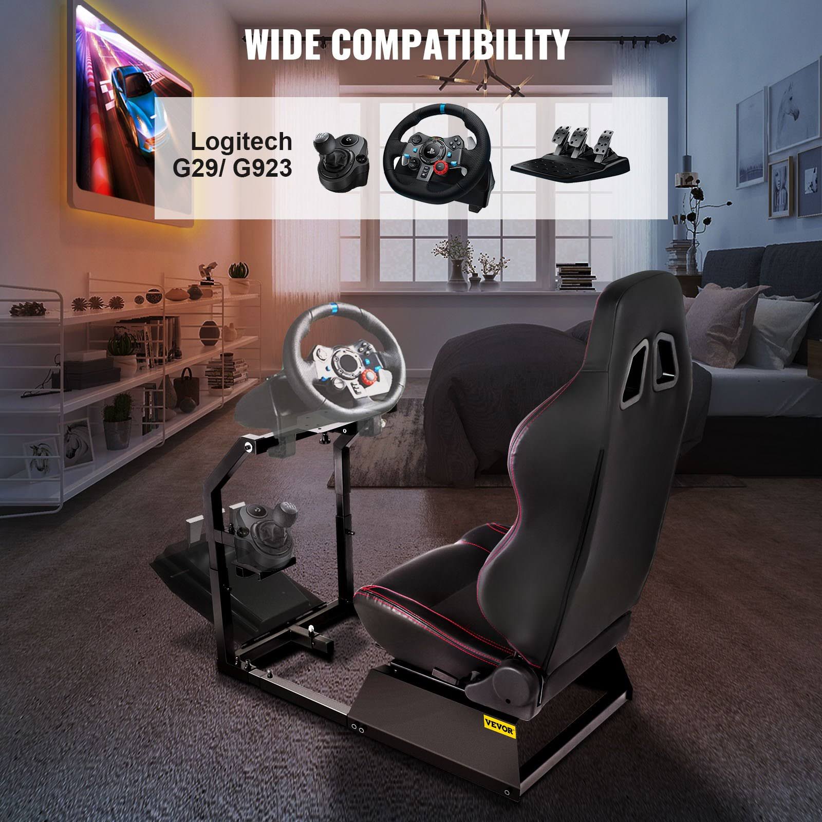 Vevor Gta-F Racing Simulator Cockpit Gaming Chair W/ Steering Wheel Stand For G29 Ps3 GP_F2K0RQHR