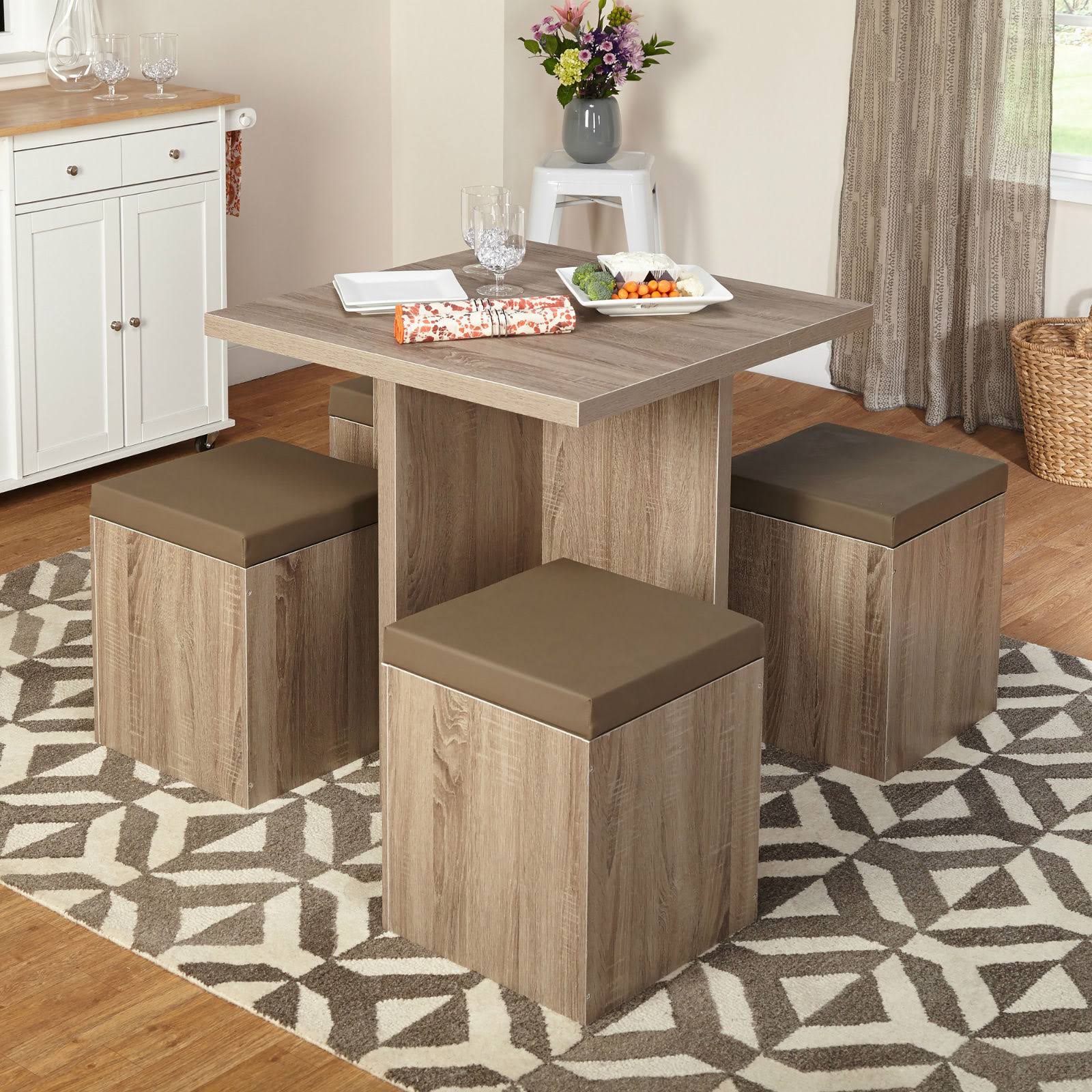 Simple Living 5-Piece Baxter Dining Set With Storage Chair Ottomans QE_F1SRXQMZ