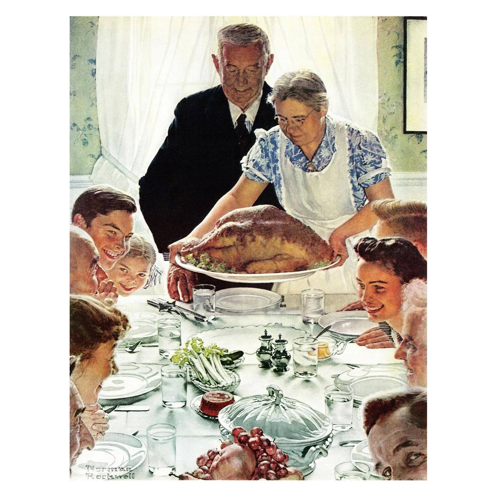 Norman Rockwell Freedom From Want 40 In X 52 In Painting Canvas Art Print, By Marmont Hill 0G_E9U78K7A