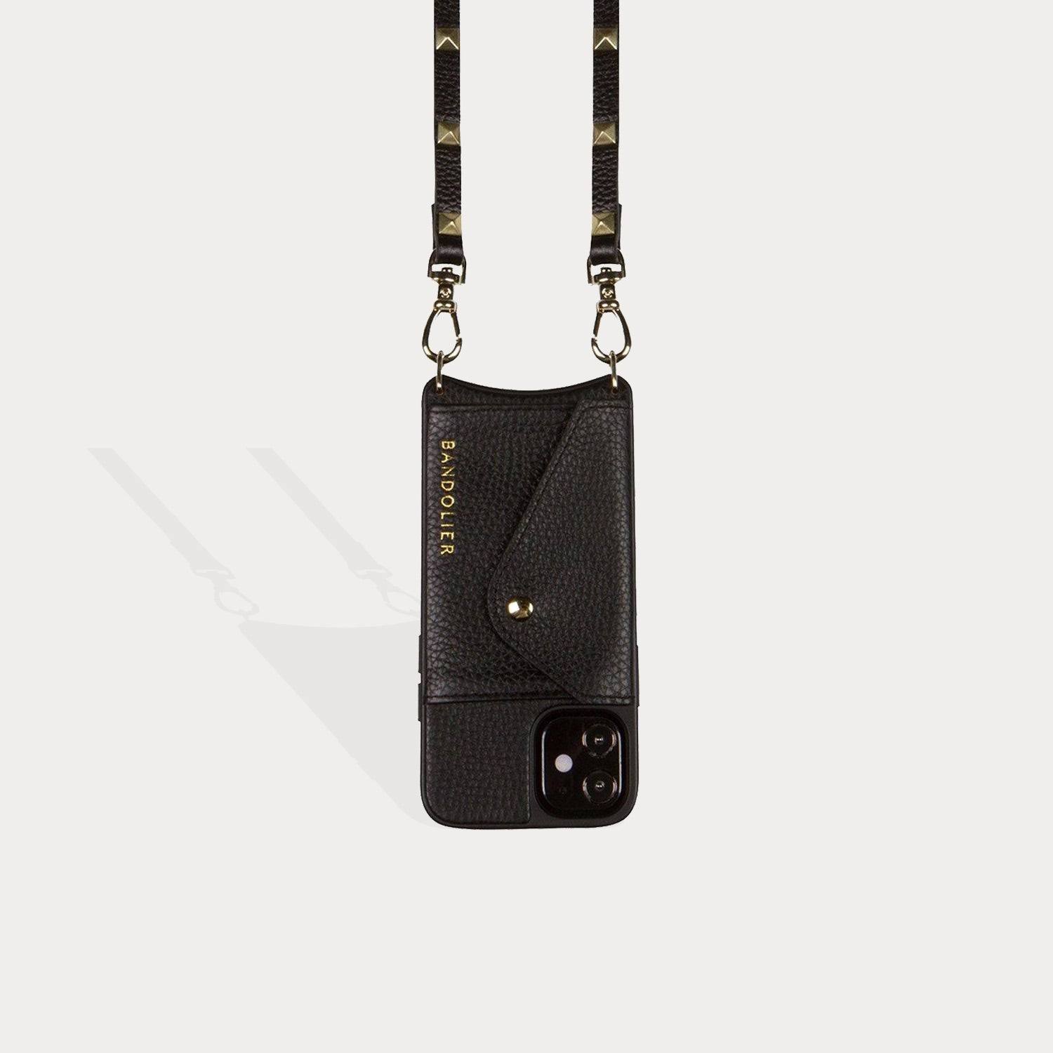 Bandolier Sarah Crossbody Phone Case And Wallet - Black Leather With Gold Detail - Compatible With Iphone 14 Pro Max QW_9AO4YODE Bandolier Sarah Crossbody Phone Case And Wallet - Black Leather With Gold Detail - Compatible With Iphone 14 Pro Max QW_9AO4YODE