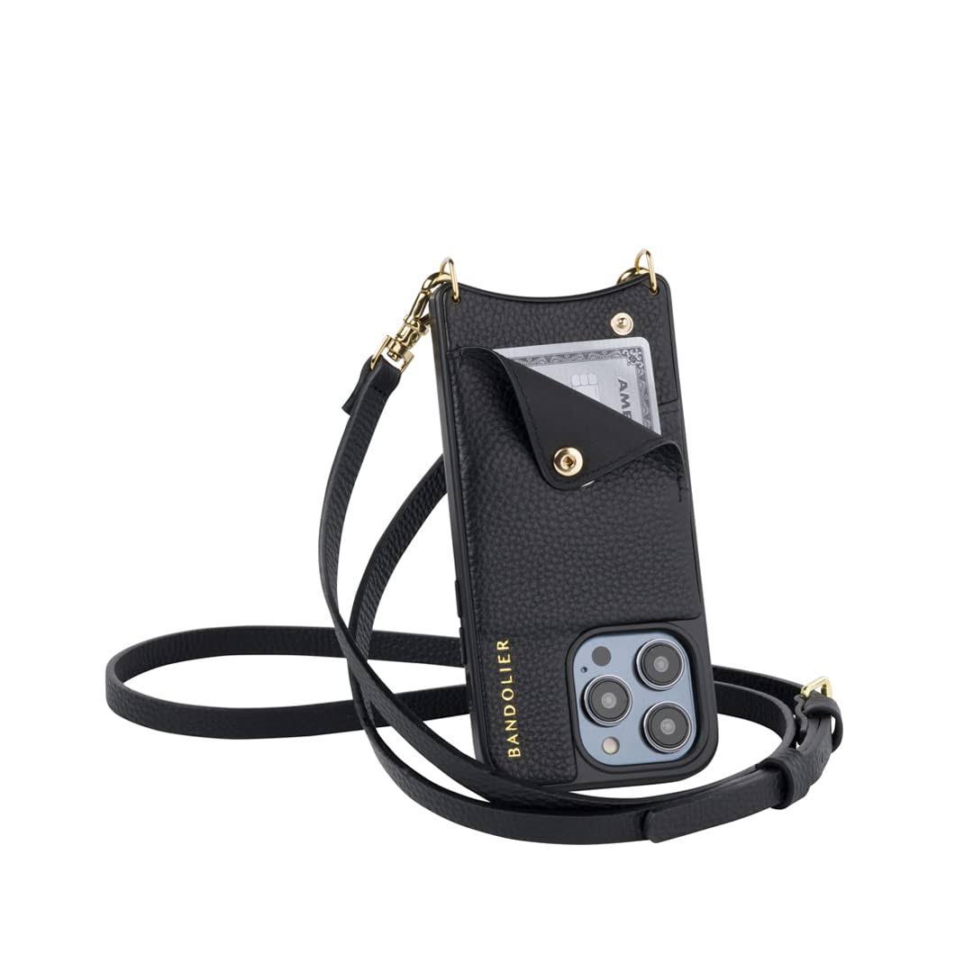 Bandolier Sarah Crossbody Phone Case And Wallet - Black Leather With Gold Detail - Compatible With Iphone 14 Pro Max QW_9AO4YODE Bandolier Sarah Crossbody Phone Case And Wallet - Black Leather With Gold Detail - Compatible With Iphone 14 Pro Max QW_9AO4YODE