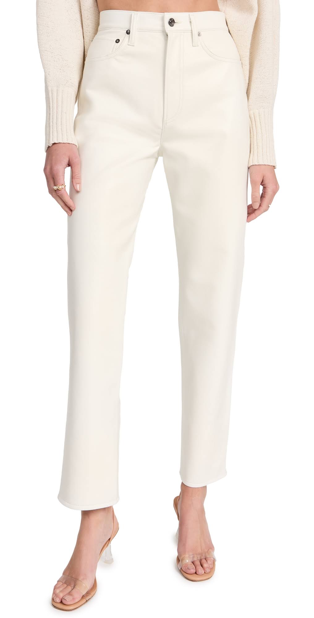 Agolde White Recycled Leather 90s Pinch Waist Trousers Z8_KDQWYNQJ