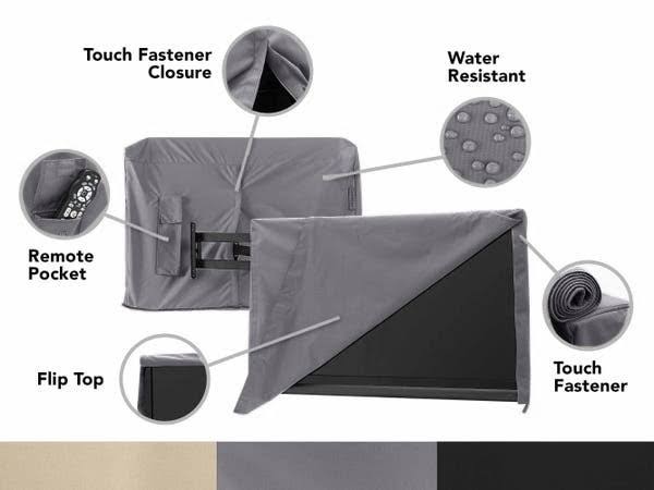 Covermates Outdoor Flip Top Tv Cover Up To 70 Inches, Durable Polyester, Weatherproof, Dustproof, Flip Touch Fastener Closure, Outdoor Tv Covers- 3A_QPYKYWV8