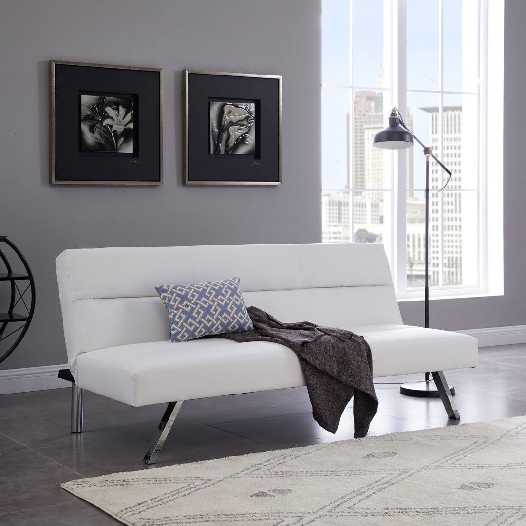 Homestock Black Futon Sofa Bed Faux Leather Futon Couch Modern Convertible Folding Sofa Bed Couch With Chrome Legs 5U_JDYZJNKB Homestock Black Futon Sofa Bed Faux Leather Futon Couch Modern Convertible Folding Sofa Bed Couch With Chrome Legs 5U_JDYZJNKB