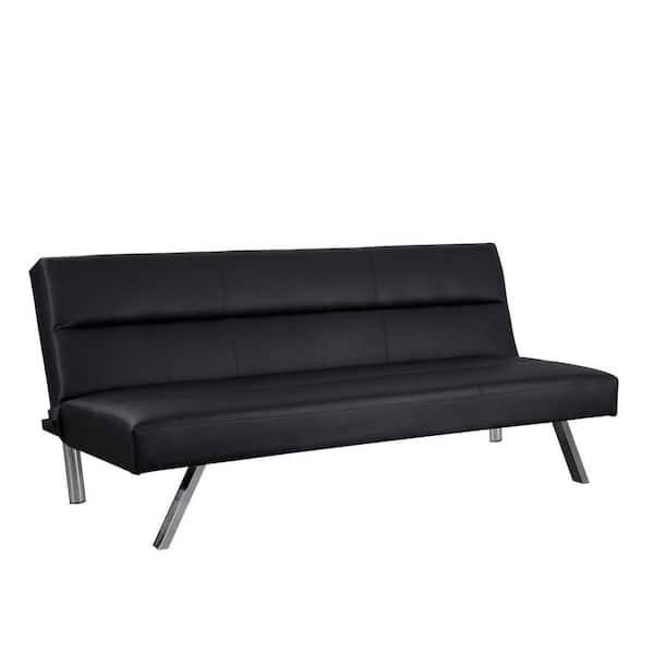 Homestock Black Futon Sofa Bed Faux Leather Futon Couch Modern Convertible Folding Sofa Bed Couch With Chrome Legs 5U_JDYZJNKB Homestock Black Futon Sofa Bed Faux Leather Futon Couch Modern Convertible Folding Sofa Bed Couch With Chrome Legs 5U_JDYZJNKB