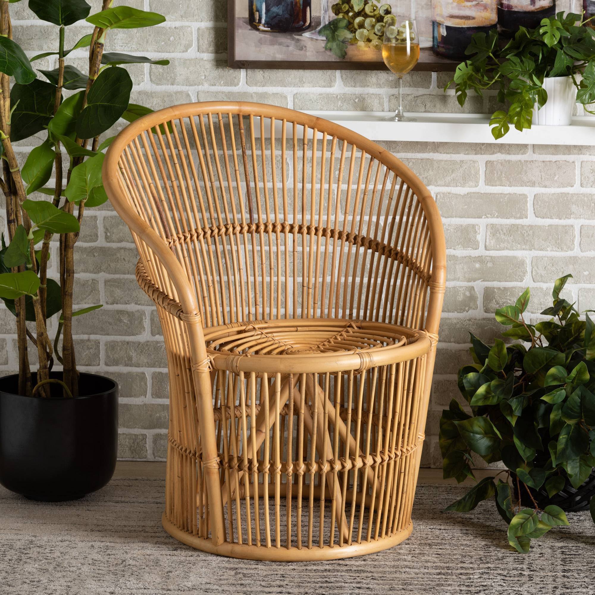 Baxton Studio Narva Modern Bohemian Natural Brown Rattan Accent Chair CB_XHAXYRKX Baxton Studio Narva Modern Bohemian Natural Brown Rattan Accent Chair CB_XHAXYRKX
