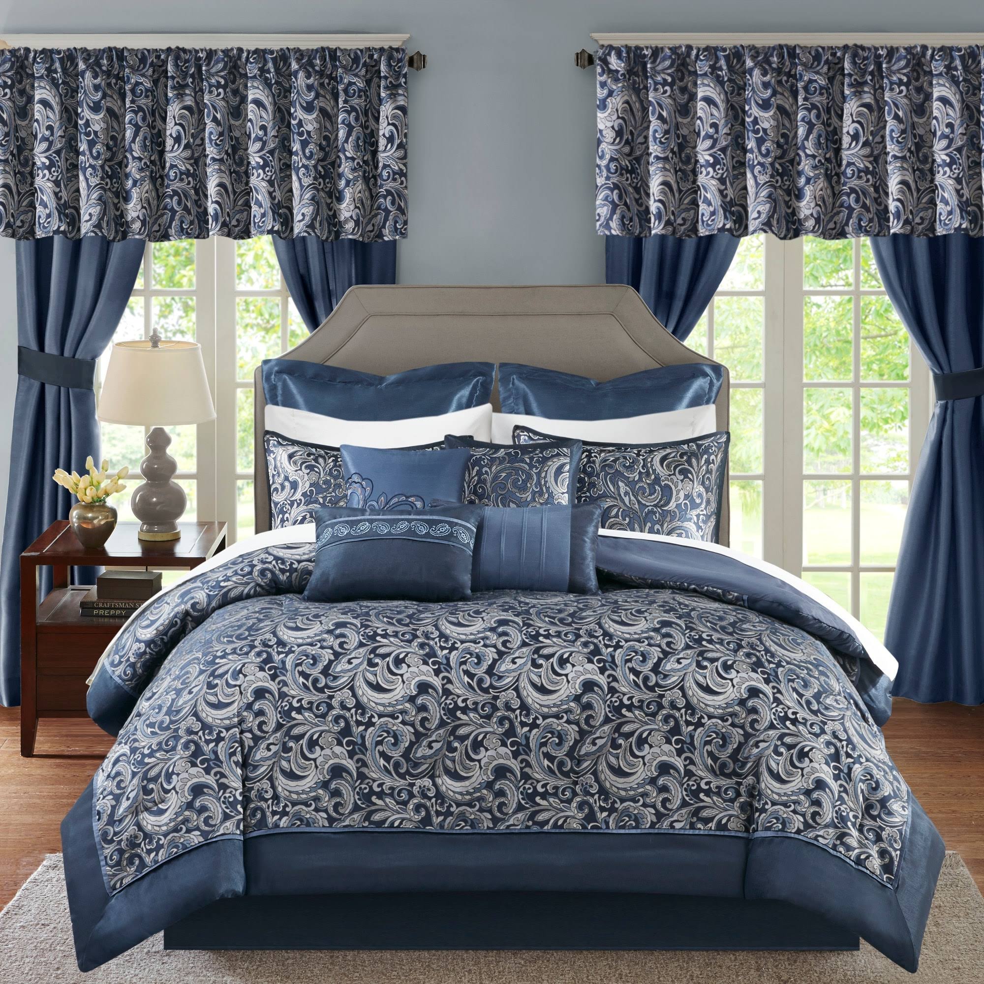 Madison Park Essentials - Brystol 24 Piece Room In A Bag - King - Navy JP_V6HD4OZG