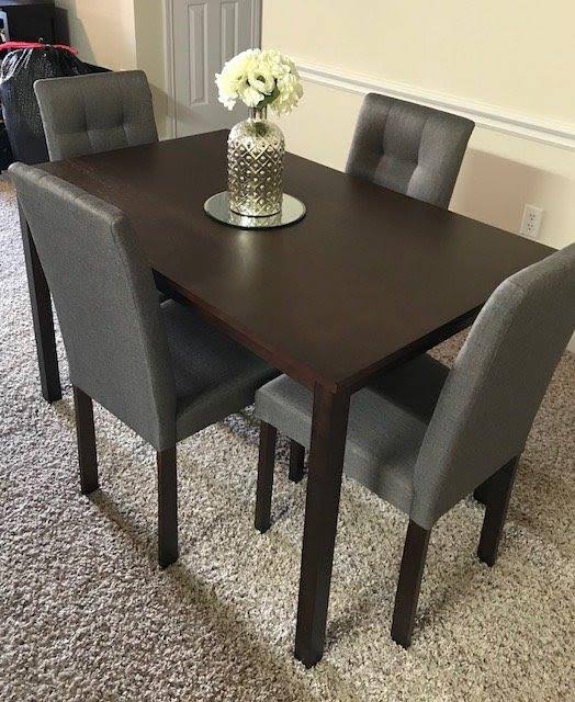 Wholesale Interiors Baxton Studio 5 Piece Dining Set, Gray DV_IDRIX1RH Wholesale Interiors Baxton Studio 5 Piece Dining Set, Gray DV_IDRIX1RH