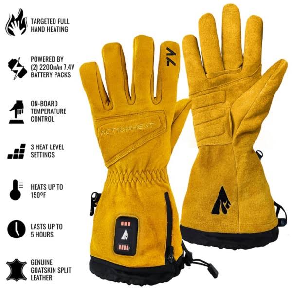 Actionheat 7v Rugged Leather Heated Work Gloves, Yellow, Xl EM_NVBGQHDU