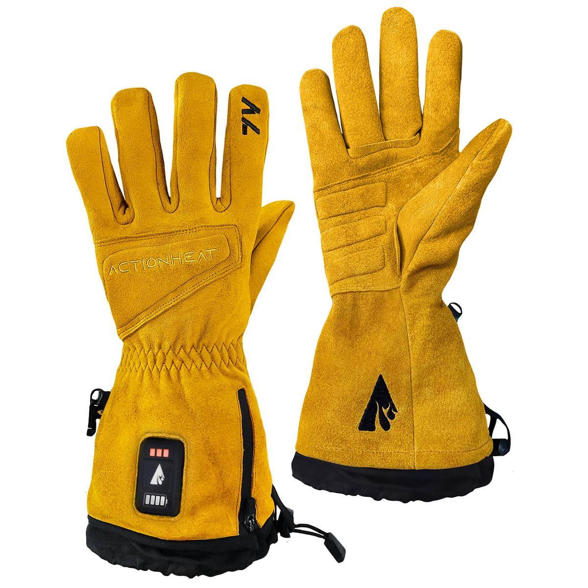 Actionheat 7v Rugged Leather Heated Work Gloves, Yellow, Xl EM_NVBGQHDU