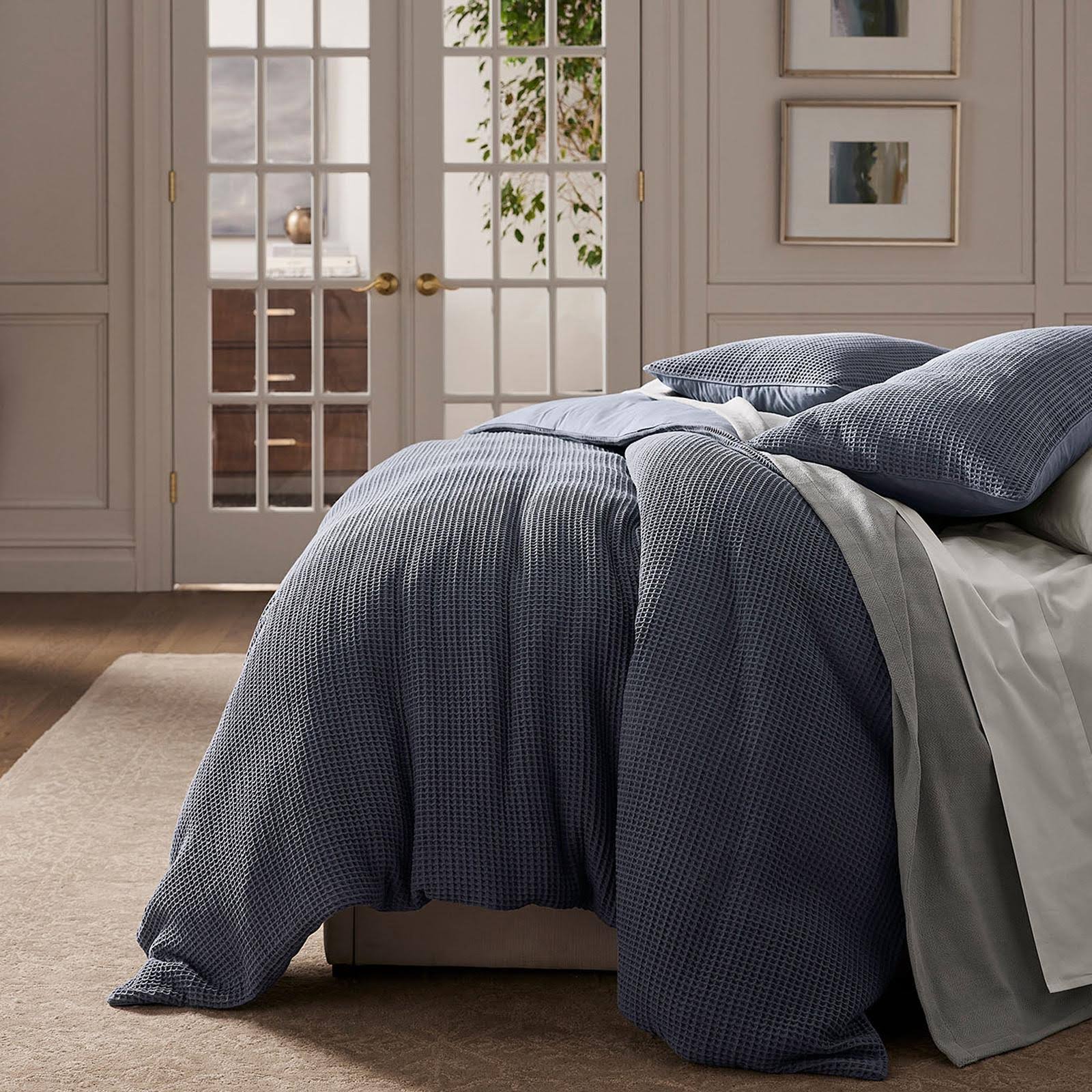 Boll & Branch Waffle Weave Organic Cotton Duvet Cover & Sham Set In Mineral VS_3NRD0UG5