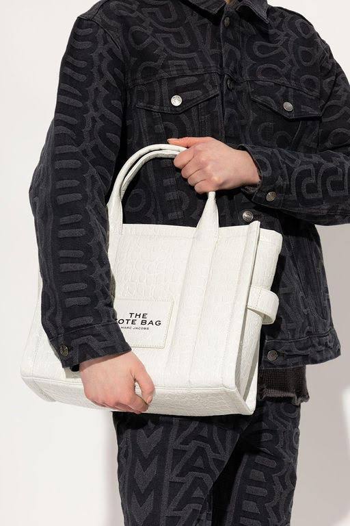 Marc Jacobs The Medium Croc Embossed Leather Tote In Ivory MX_M9FWEEC8