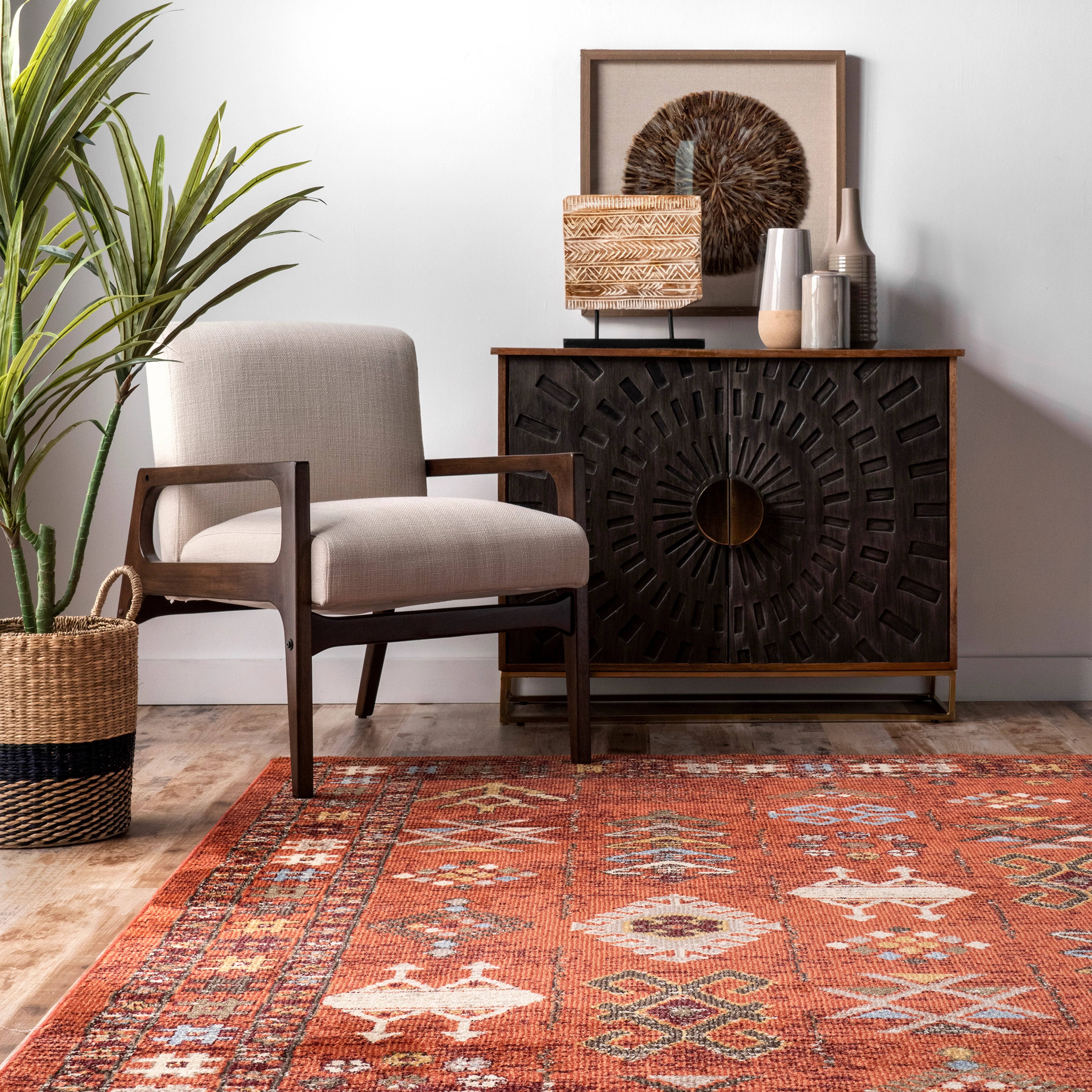 Nuloom Transitional Tribal Wilma Orange 8' X 10' Area Rug OL_BXKZQXWE Nuloom Transitional Tribal Wilma Orange 8' X 10' Area Rug OL_BXKZQXWE