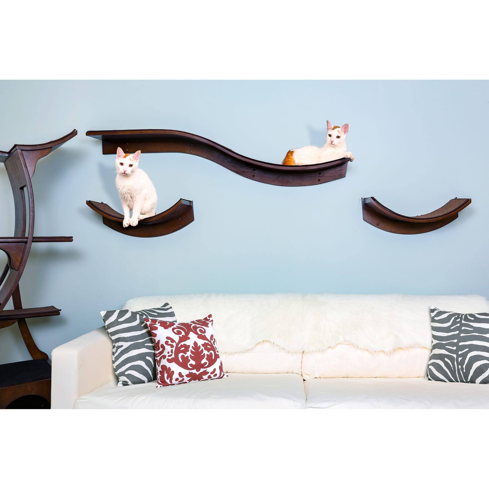 The Refined Feline Lotus Branch Cat Shelf - Mahogany OM_1FTFWZYJ