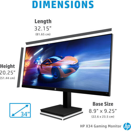 Hp 34-Inch Ips 165hz Uwqhd Hdr Gaming Monitor, Eyesafe (X34, Black) NE_MR2S9Q0I Hp 34-Inch Ips 165hz Uwqhd Hdr Gaming Monitor, Eyesafe (X34, Black) NE_MR2S9Q0I