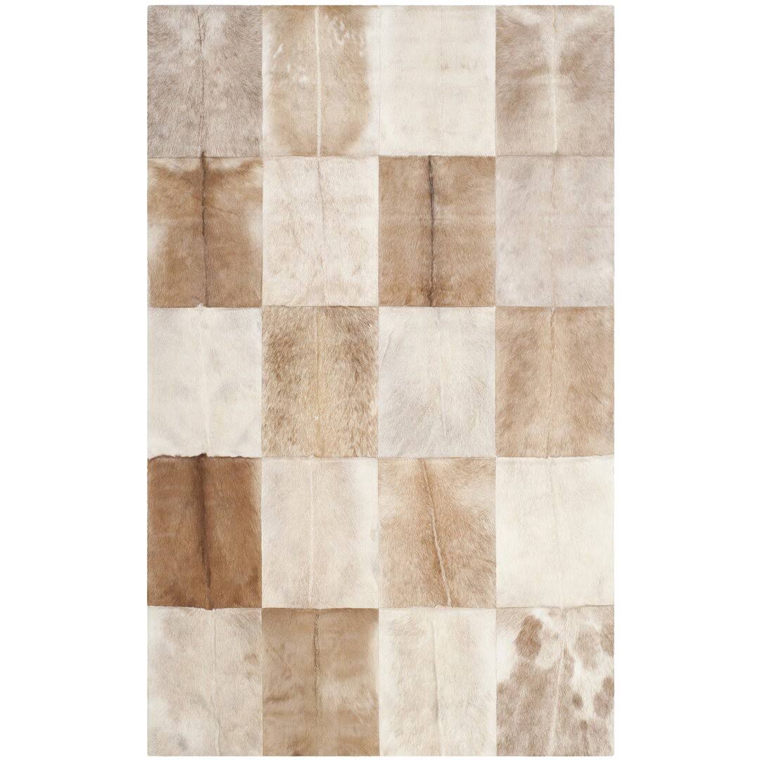Fazeley Geometric Handwoven Natural Cowhide Area Rug Foundry Select Rug Size: Rectangle 3 X 5 6U_HROS1IDK