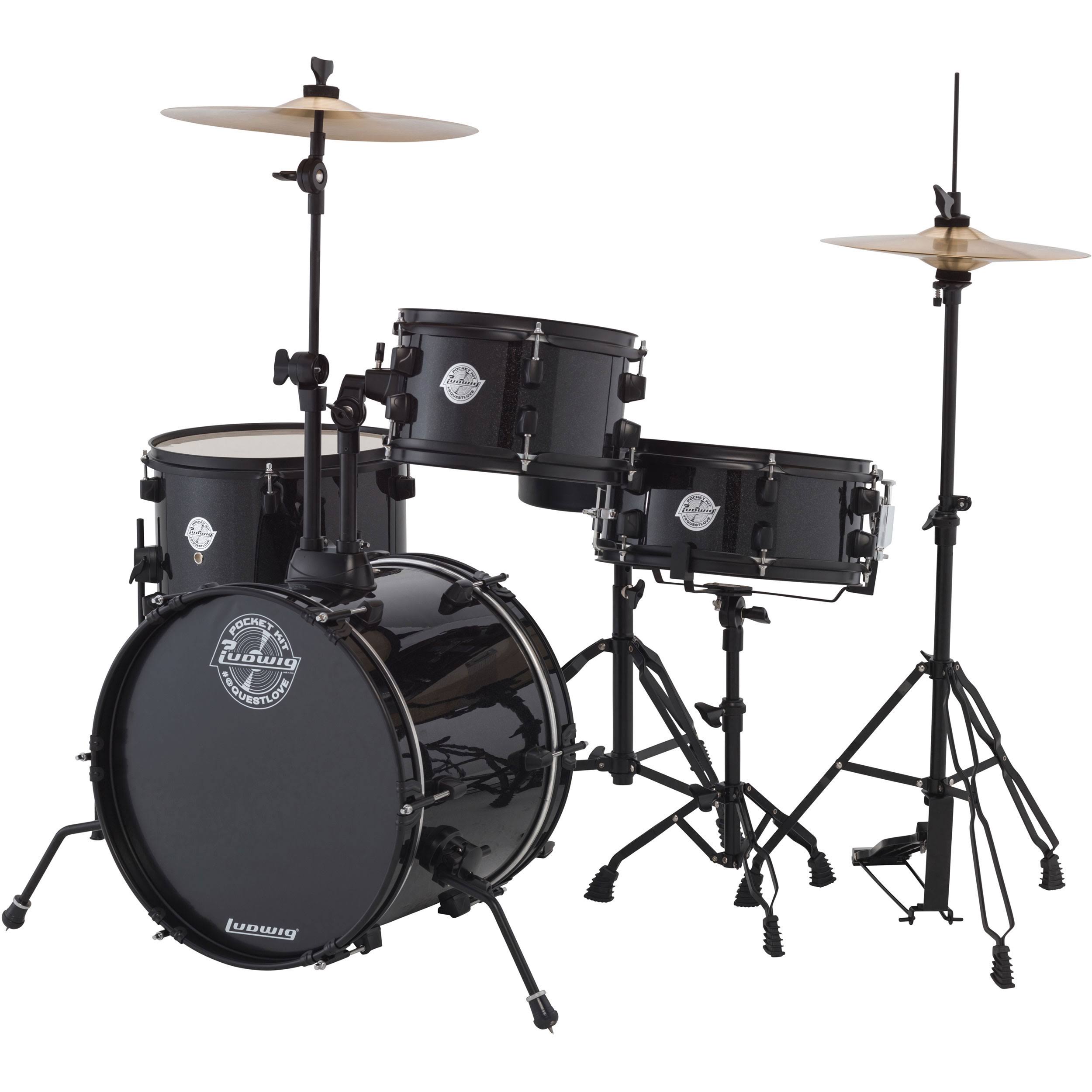 Ludwig Questlove Pocket Kit Drum Set Black Sparkle WD_XAJABAHK
