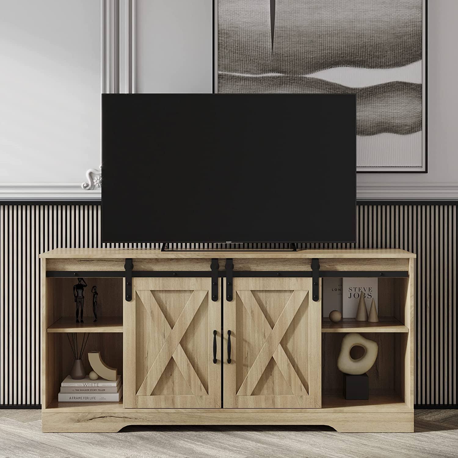 4 Ever Winner Coffee Bar Cabinet With Barn Doors, Farmhouse Sideboard Buffet Cabinet With Storage For Living Room Dinning Room Sideboards Storage 7S_TXMJJVKN