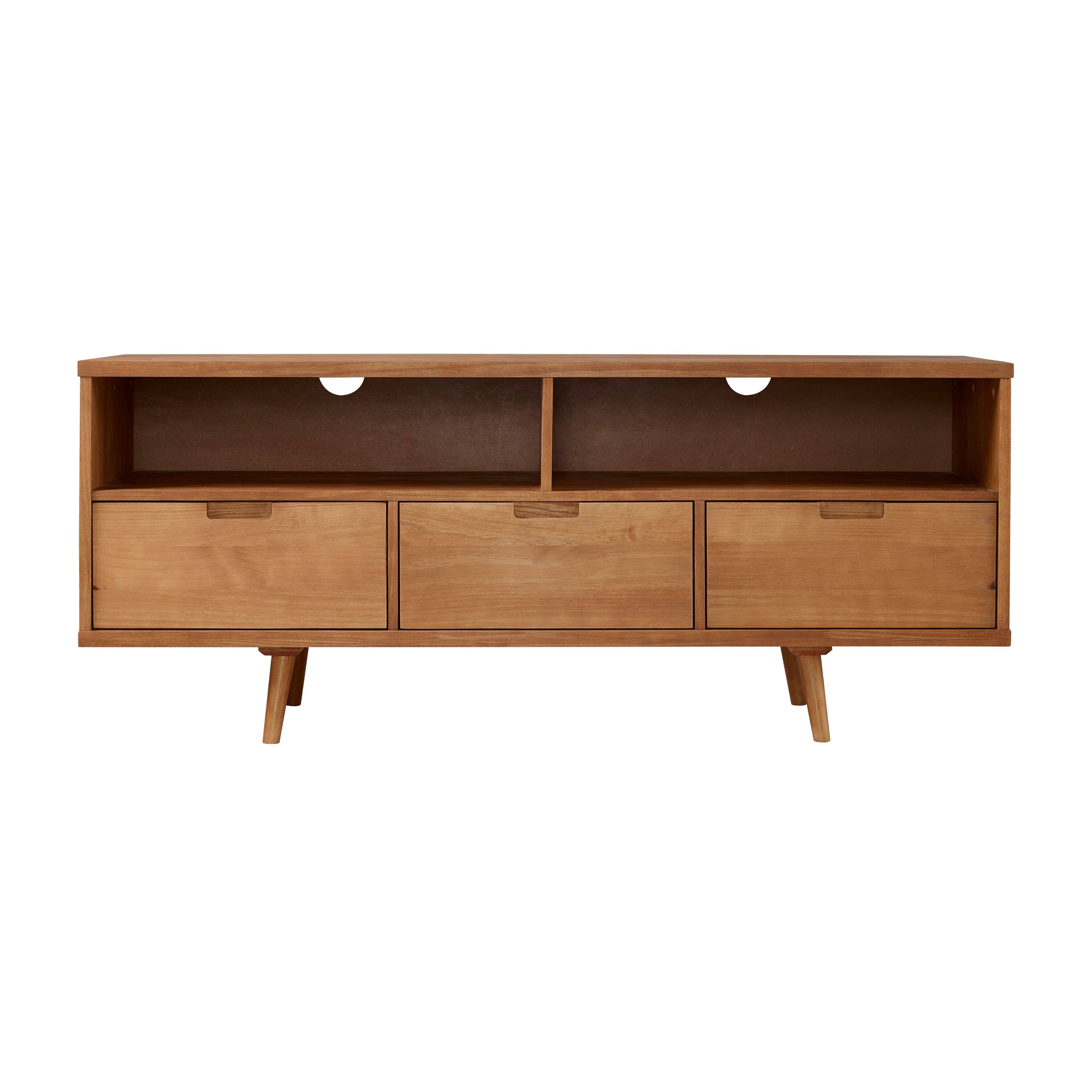 Walker Edison 58 3-Drawer Mid Century Modern Tv Stand - Caramel E8_474OXF96 Walker Edison 58 3-Drawer Mid Century Modern Tv Stand - Caramel E8_474OXF96