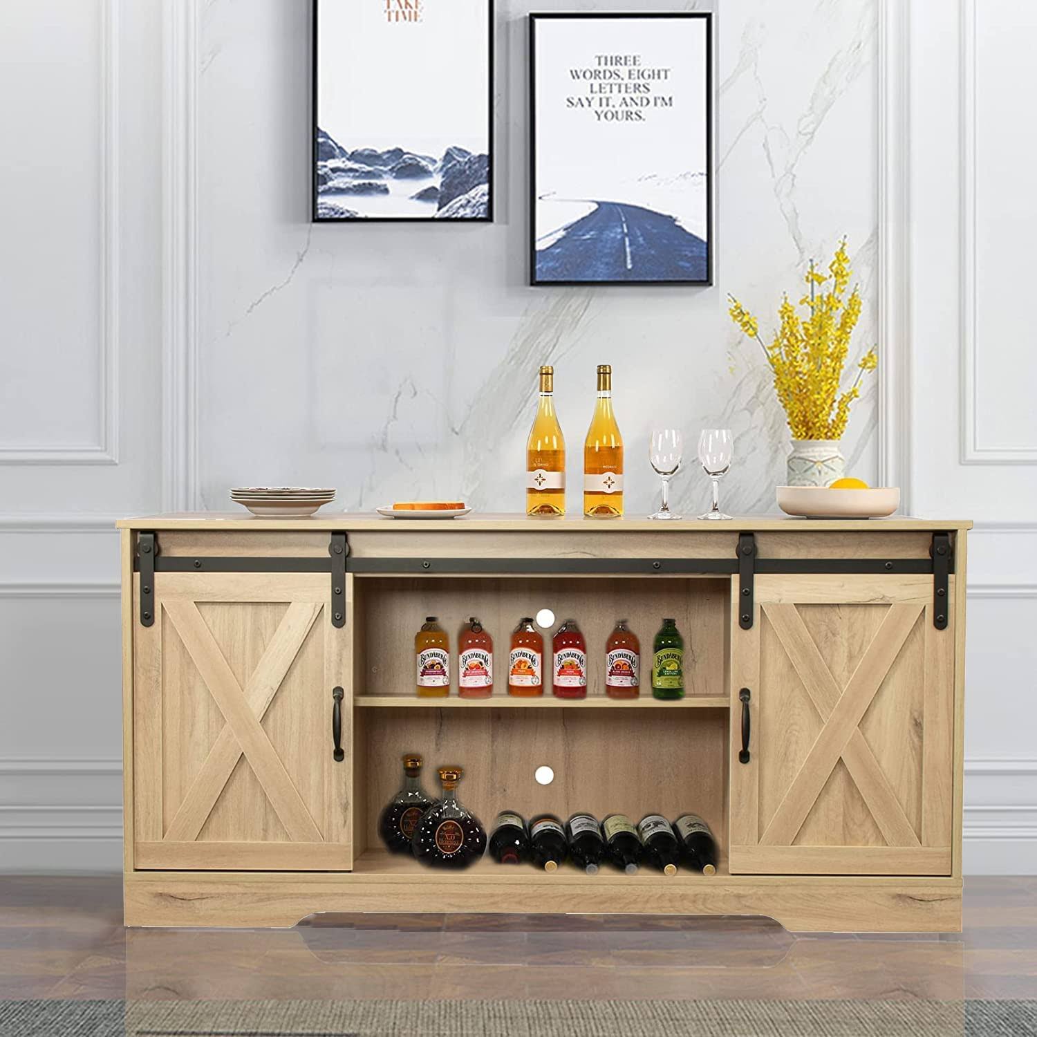 4 Ever Winner Coffee Bar Cabinet With Barn Doors, Farmhouse Sideboard Buffet Cabinet With Storage For Living Room Dinning Room Sideboards Storage 7S_TXMJJVKN 4 Ever Winner Coffee Bar Cabinet With Barn Doors, Farmhouse Sideboard Buffet Cabinet With Storage For Living Room Dinning Room Sideboards Storage 7S_TXMJJVKN