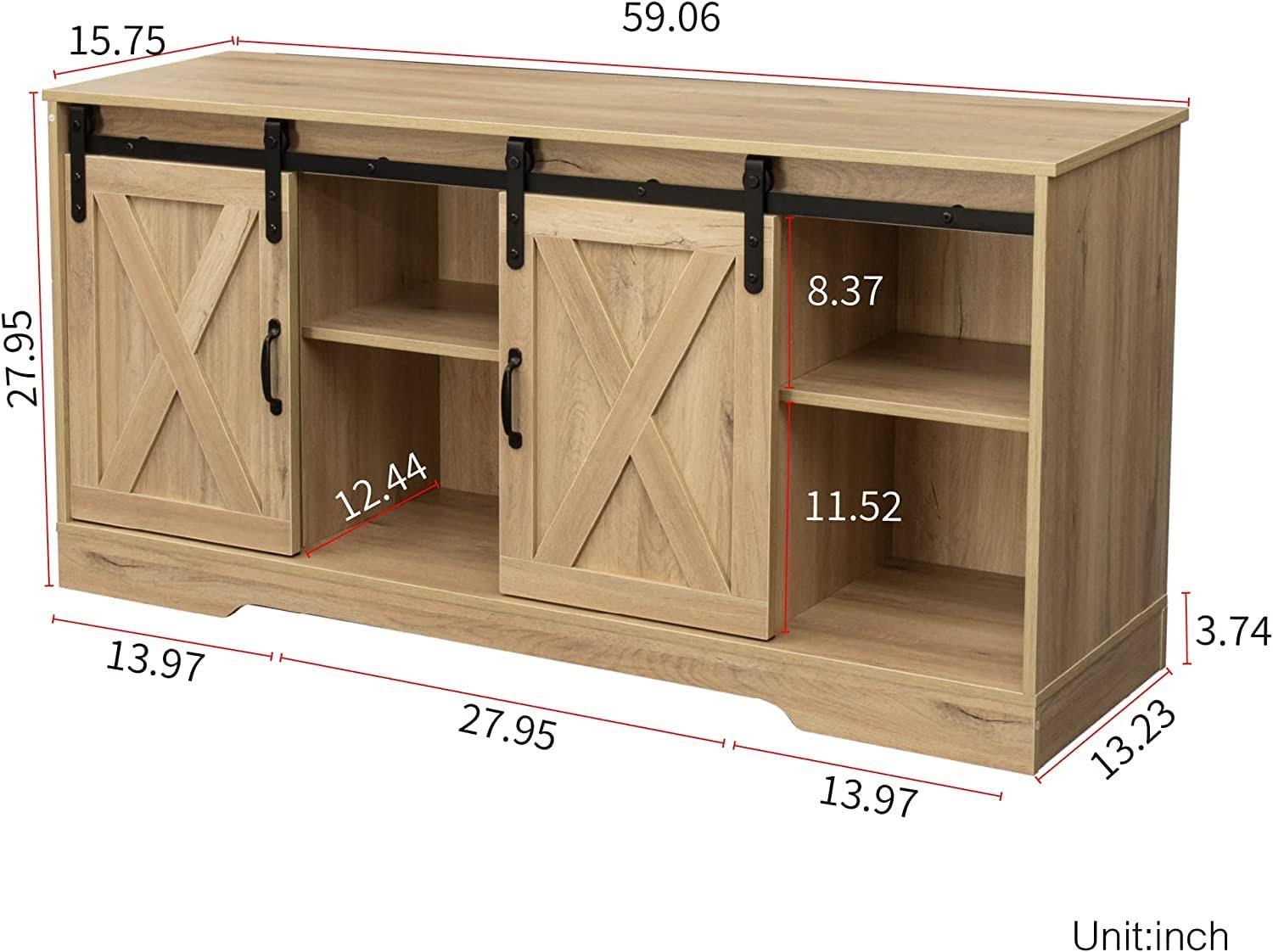 4 Ever Winner Coffee Bar Cabinet With Barn Doors, Farmhouse Sideboard Buffet Cabinet With Storage For Living Room Dinning Room Sideboards Storage 7S_TXMJJVKN