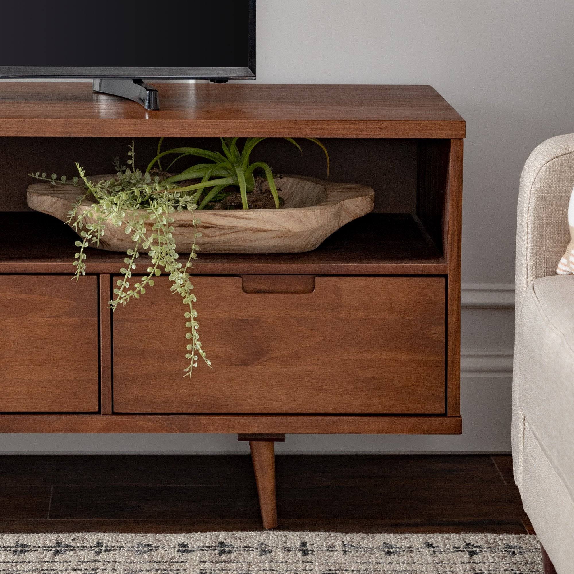 Walker Edison 58 3-Drawer Mid Century Modern Tv Stand - Caramel E8_474OXF96 Walker Edison 58 3-Drawer Mid Century Modern Tv Stand - Caramel E8_474OXF96