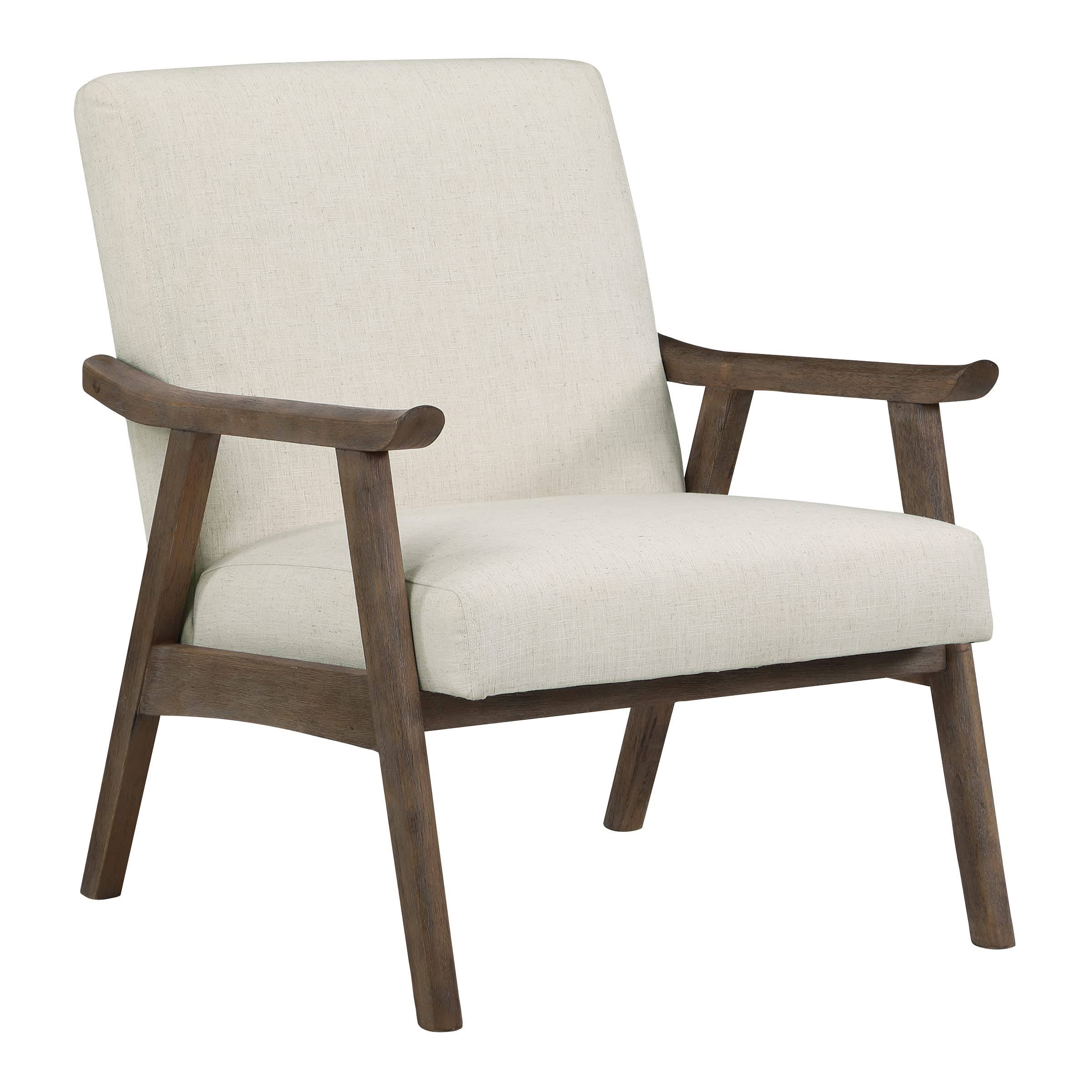 Osp Home Furnishings Weldon Armchair, Linen Fabric With Brushed Brown Finished Frame 5G_D8I6HOX2