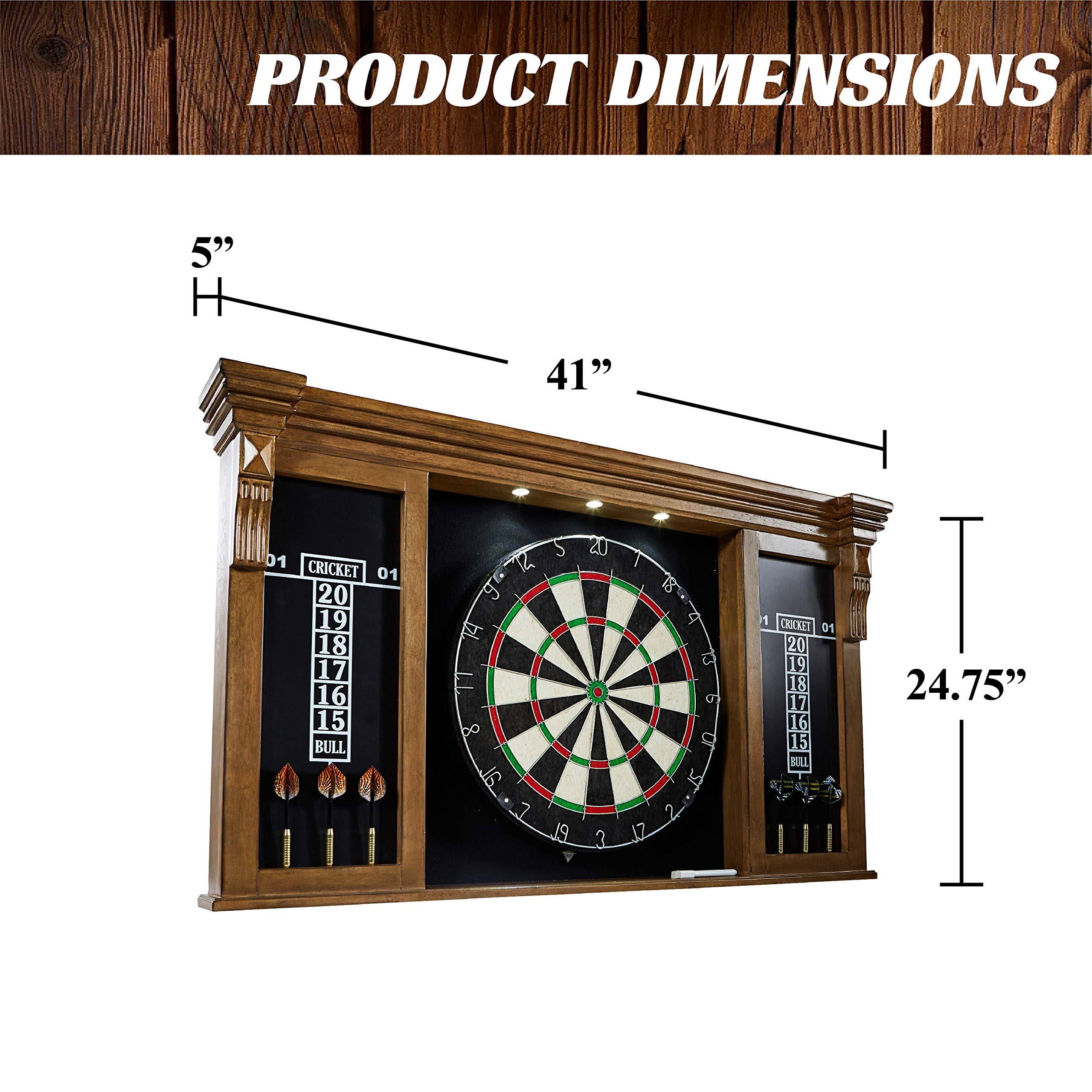 Barrington Woodhaven Premium Bristle Dartboard Cabinet Set With Led Lights WL_SGCIXEOB